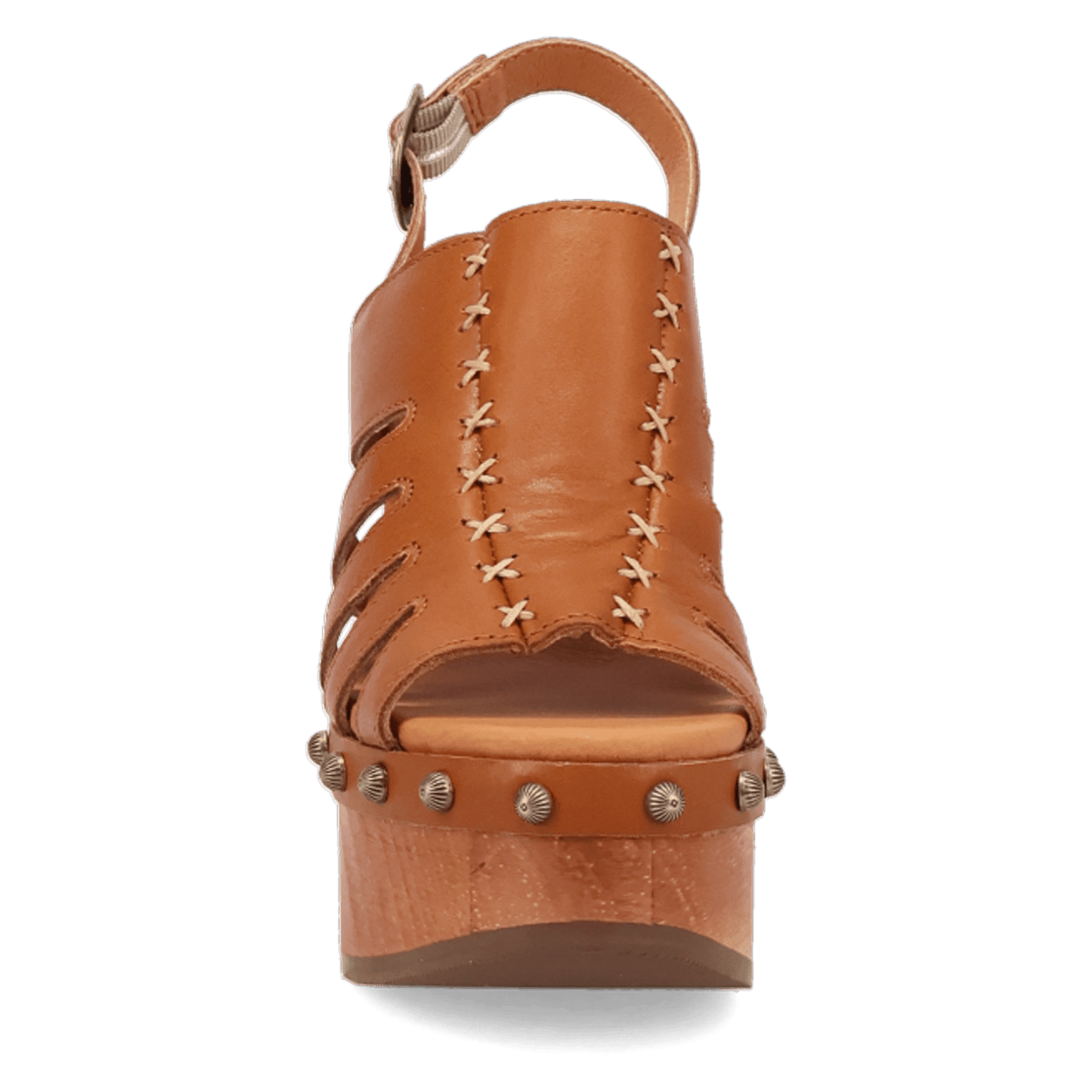 PRODUCT SHOT GEMA WOODEN SANDAL AT FRONT ANGLE