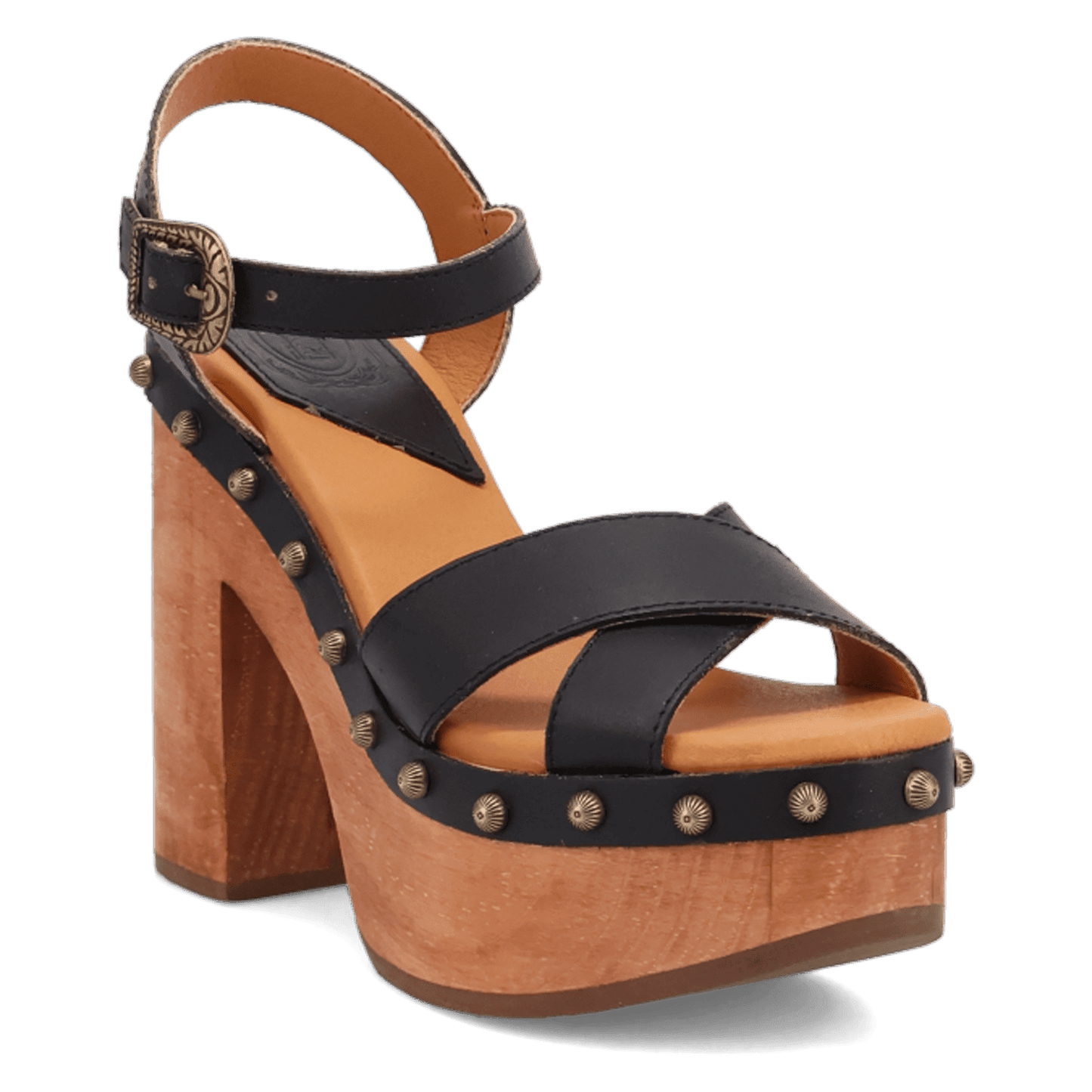 PRODUCT SHOT LOTUS WOODEN SANDAL AT 45 DEGREE ANGLE