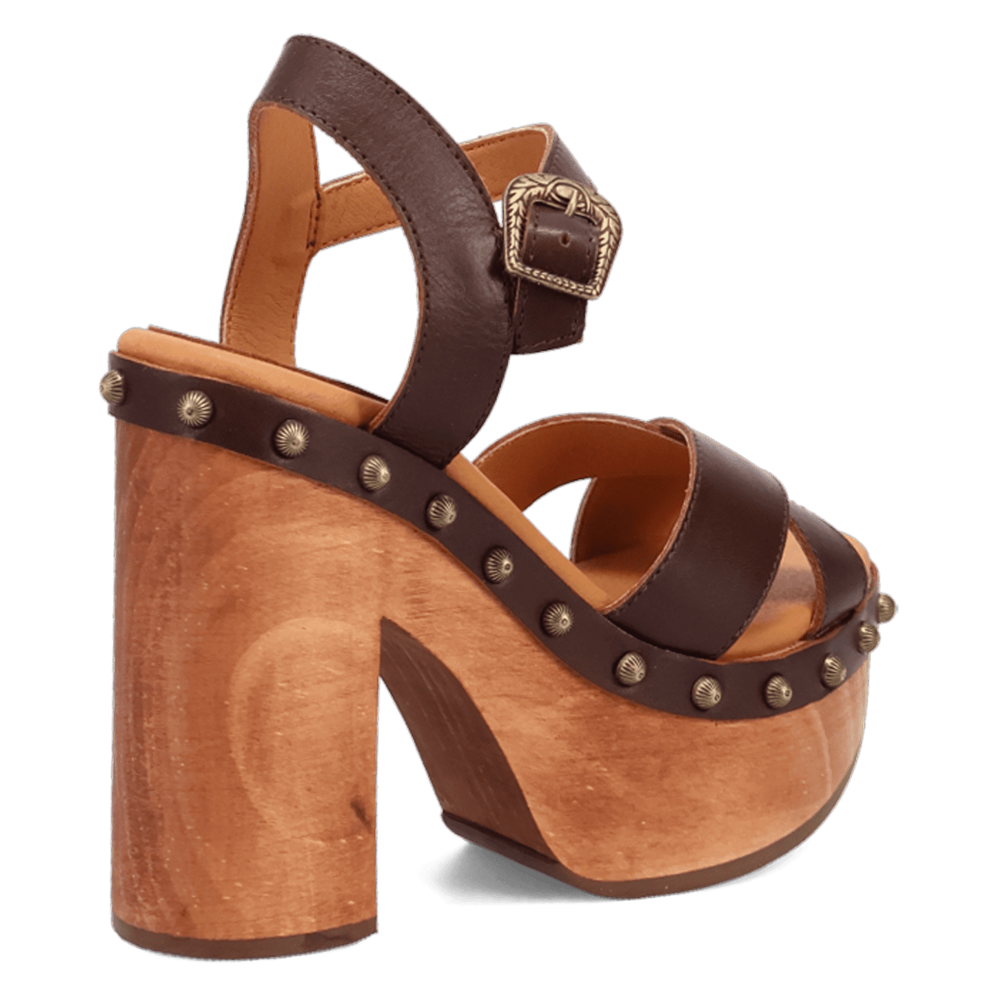 PRODUCT SHOT LOTUS WOODEN SANDAL AT 315 DEGREE ANGLE