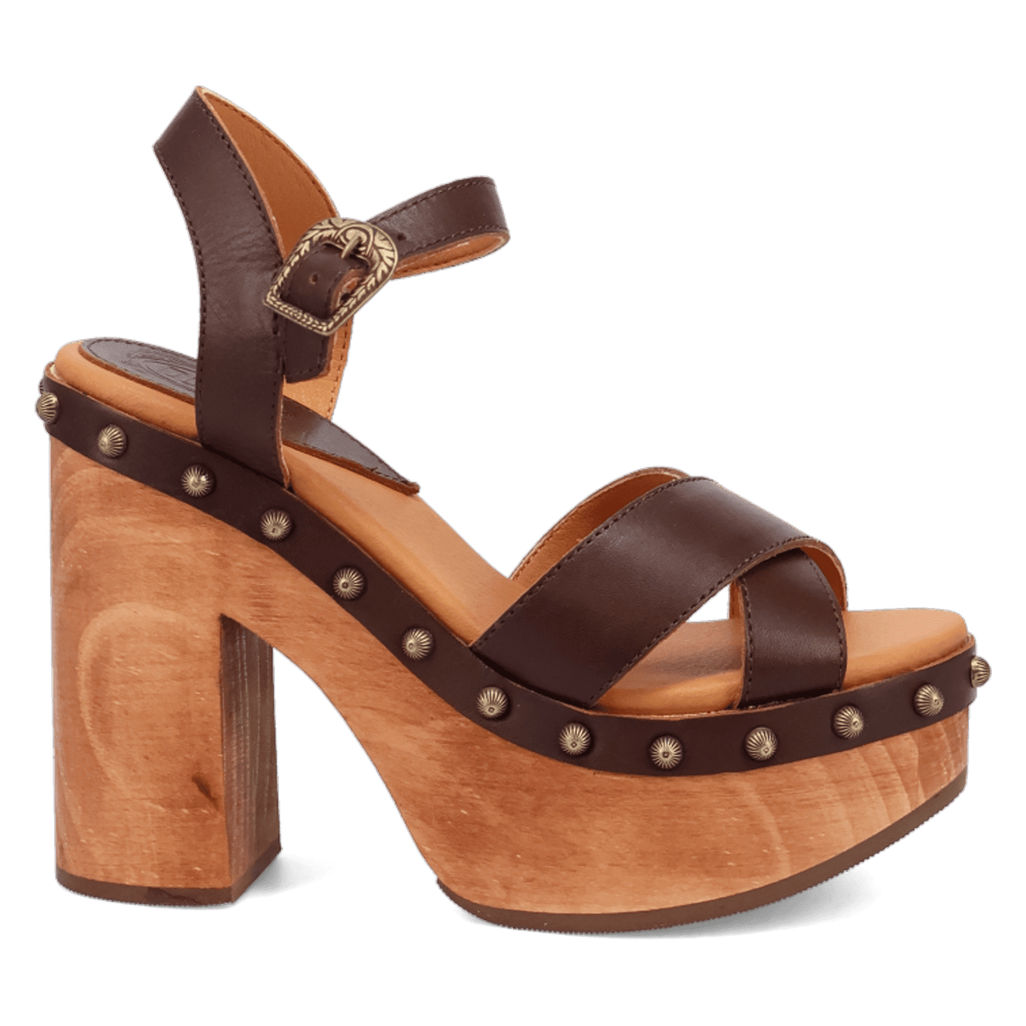 PRODUCT SHOT LOTUS WOODEN SANDAL AT 90 DEGREE INSIDE ANGLE
