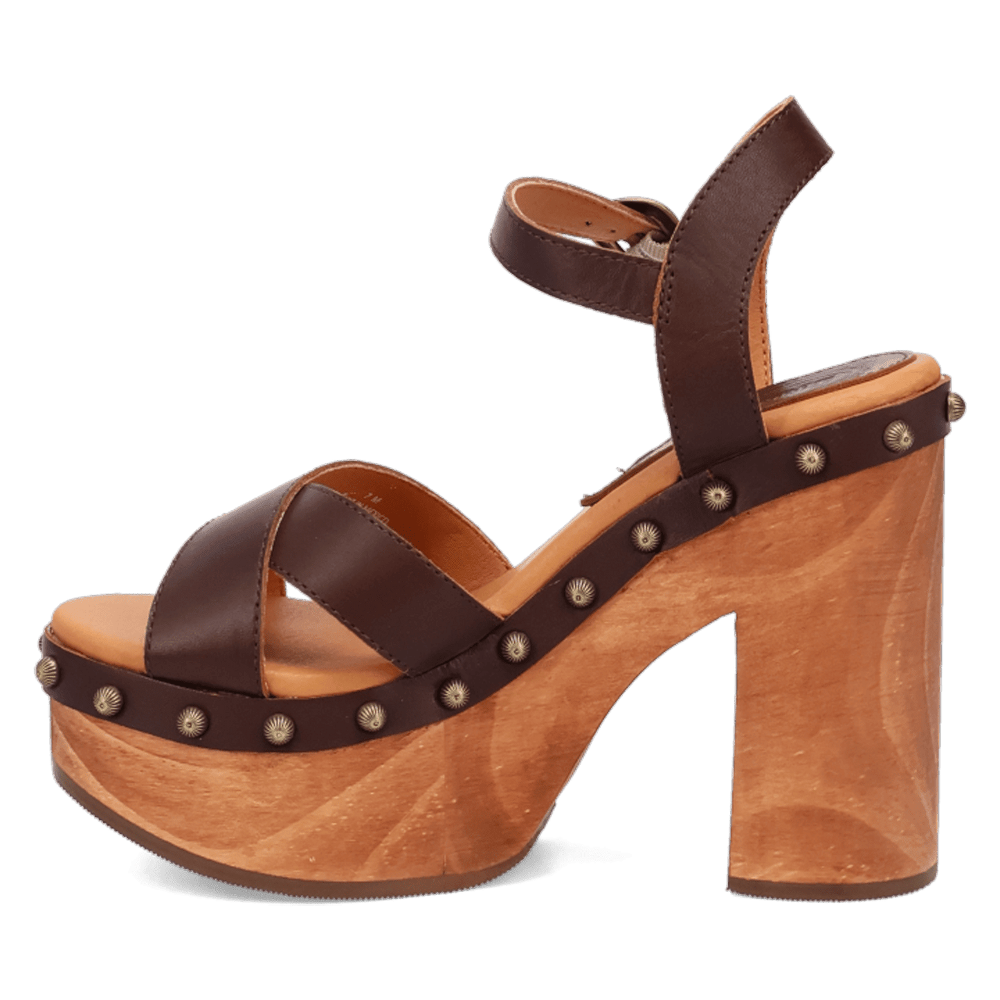 PRODUCT SHOT LOTUS WOODEN SANDAL AT 135 DEGREE OUTSIDE ANGLE