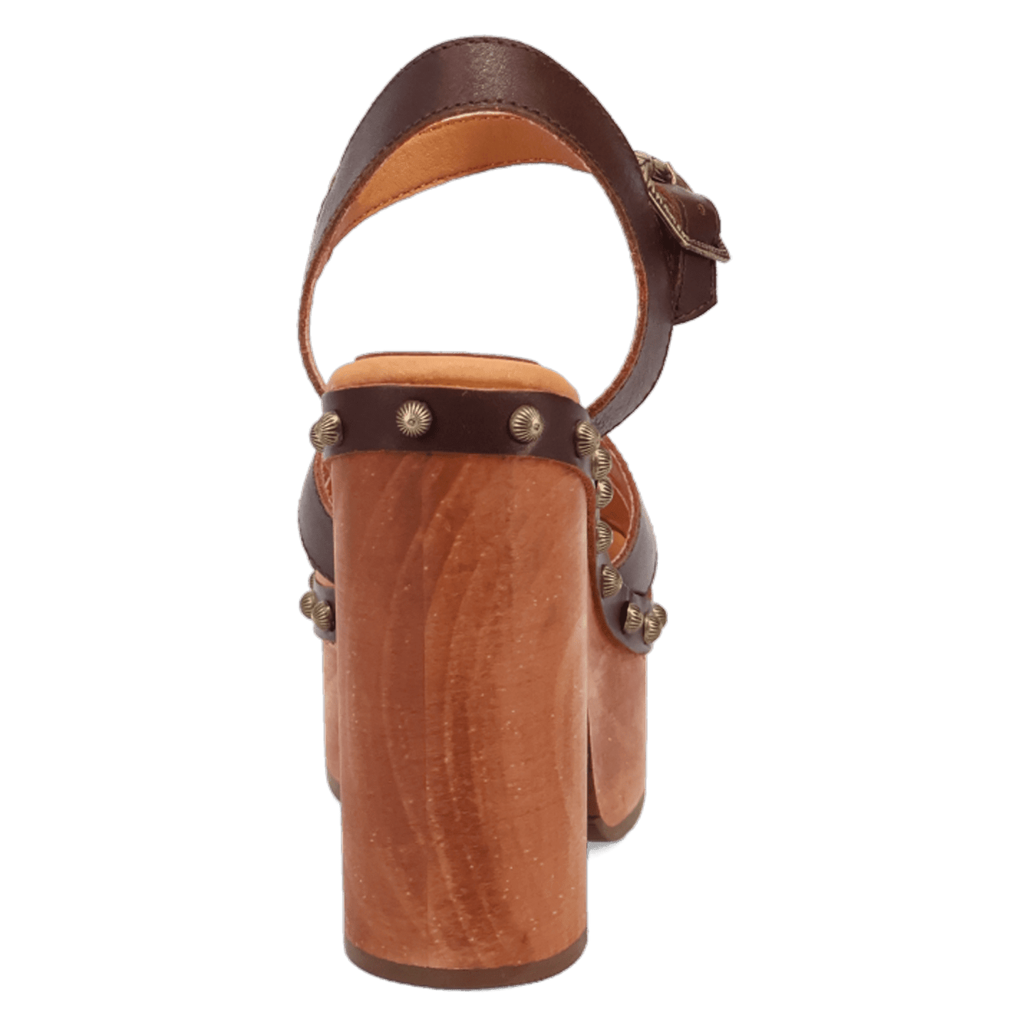 PRODUCT SHOT LOTUS WOODEN SANDAL AT 180 DEGREE BACK ANGLE