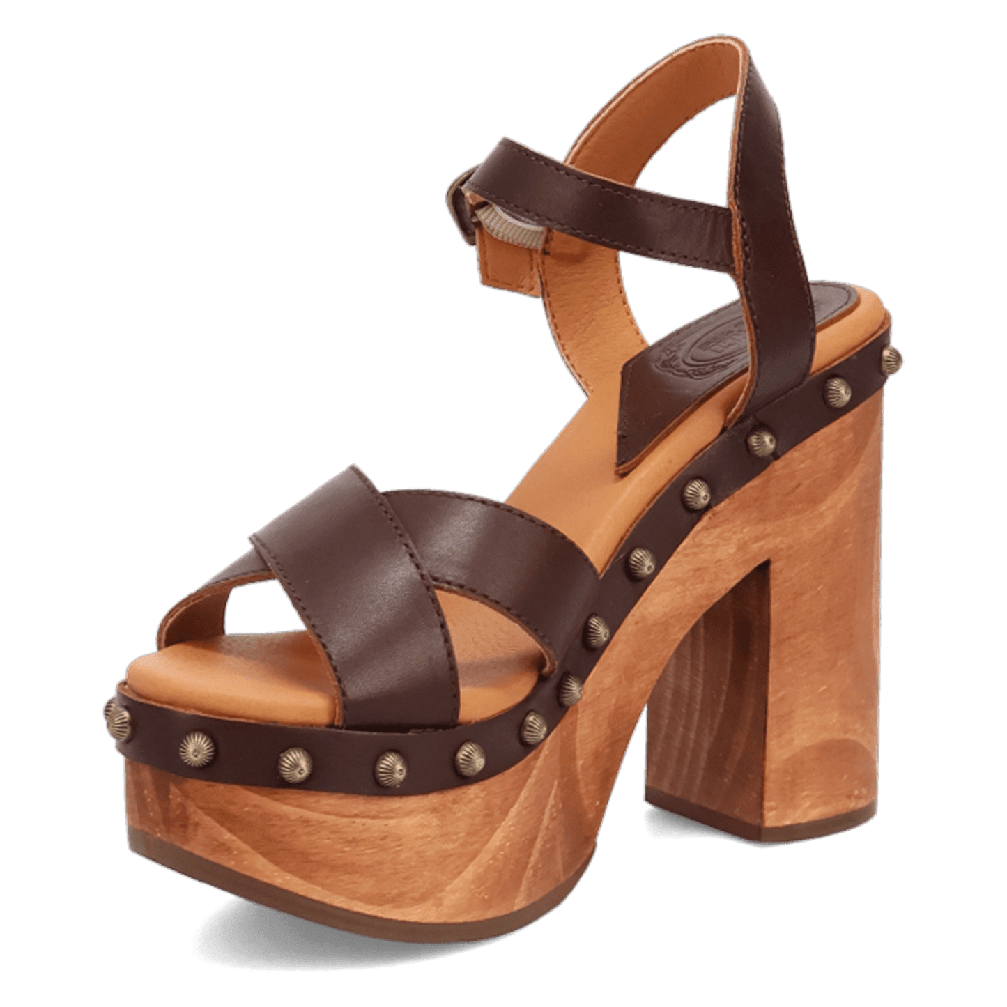 PRODUCT SHOT LOTUS WOODEN SANDAL AT 225 DEGREE ANGLE