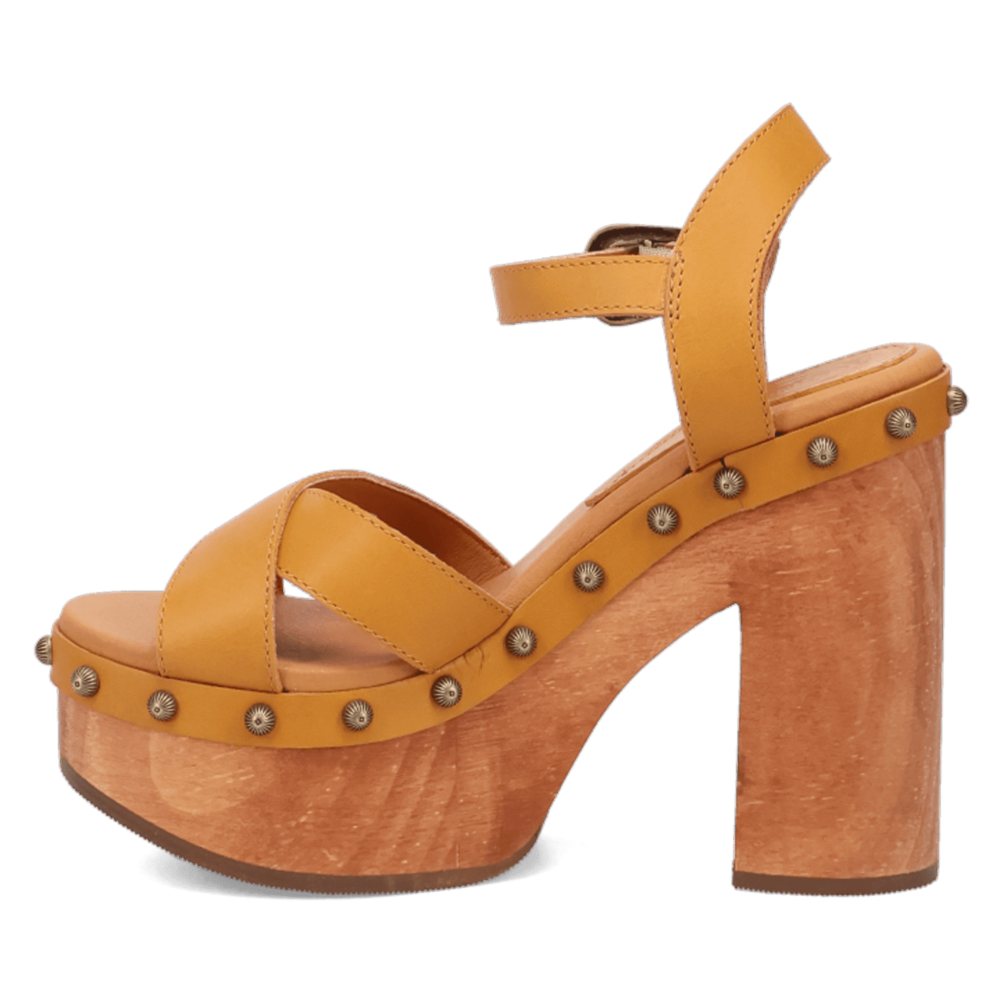 PRODUCT SHOT LOTUS WOODEN SANDAL AT 135 DEGREE OUTSIDE ANGLE