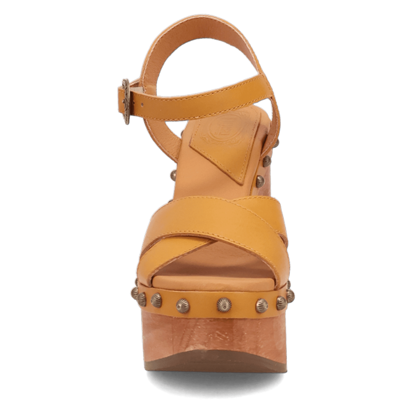PRODUCT SHOT LOTUS WOODEN SANDAL AT FRONT ANGLE