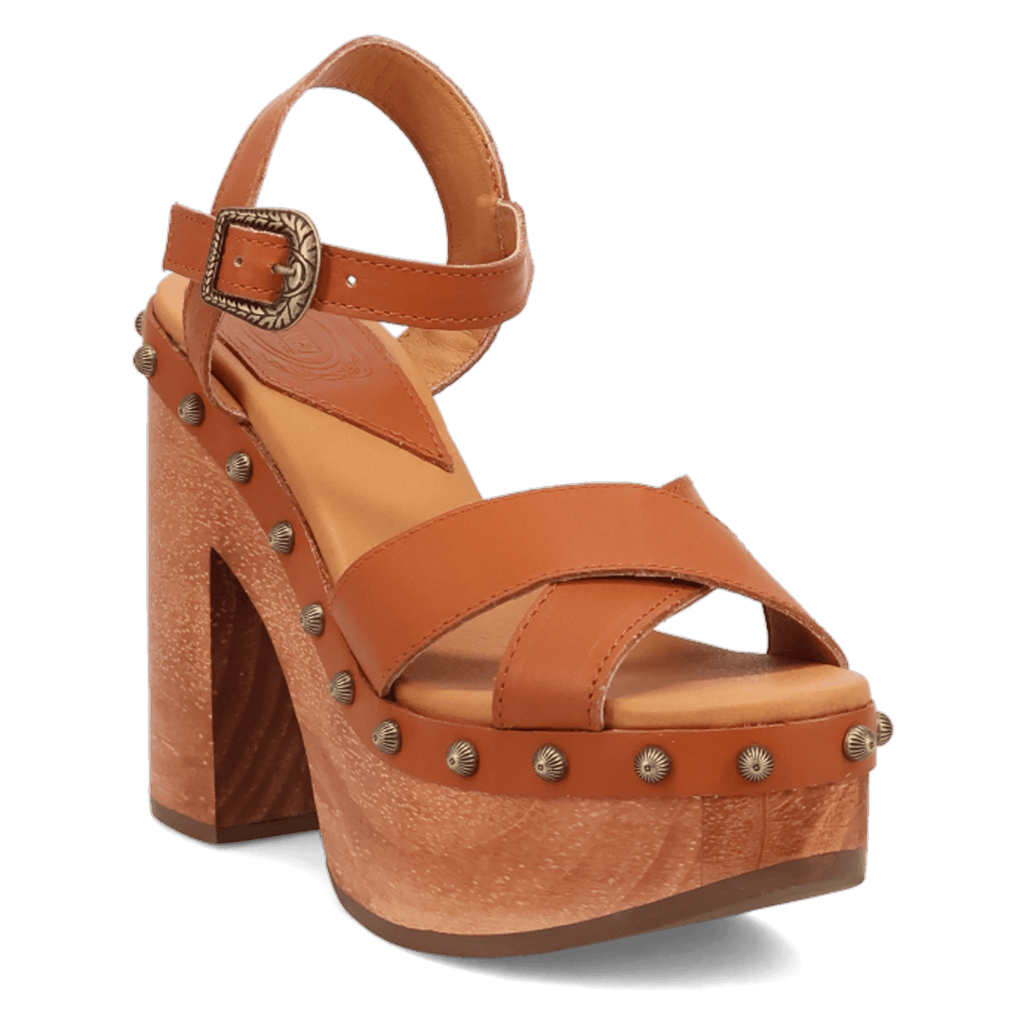 PRODUCT SHOT LOTUS WOODEN SANDAL AT 45 DEGREE ANGLE