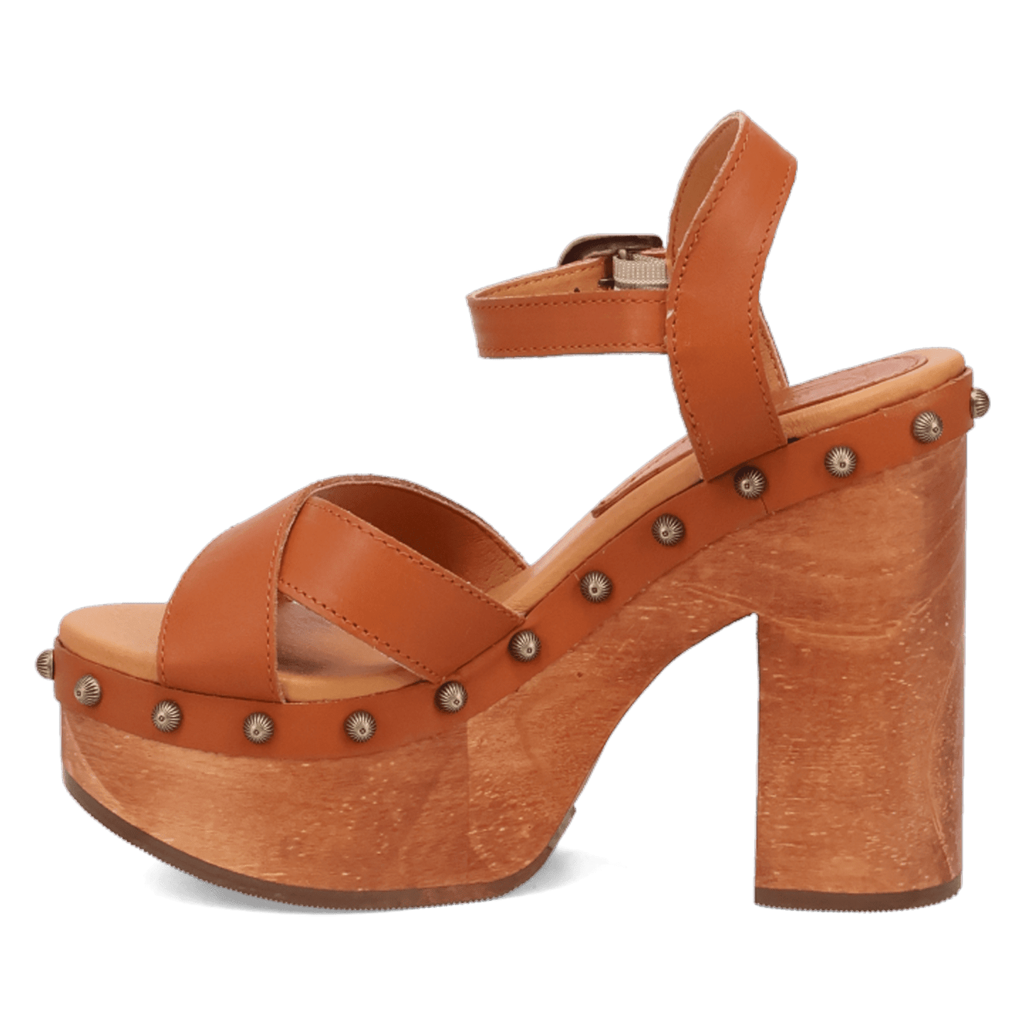 PRODUCT SHOT LOTUS WOODEN SANDAL AT 135 DEGREE OUTSIDE ANGLE