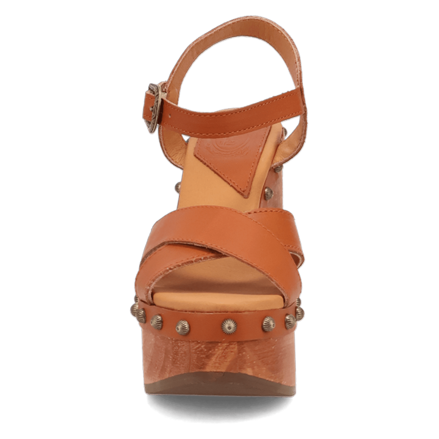 PRODUCT SHOT LOTUS WOODEN SANDAL AT FRONT ANGLE