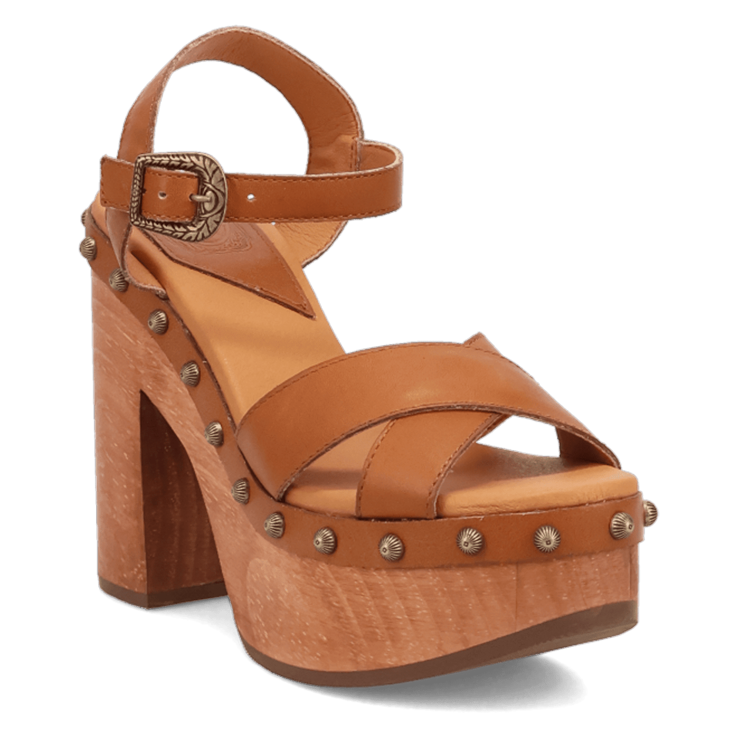 PRODUCT SHOT LOTUS WOODEN SANDAL AT 45 DEGREE ANGLE