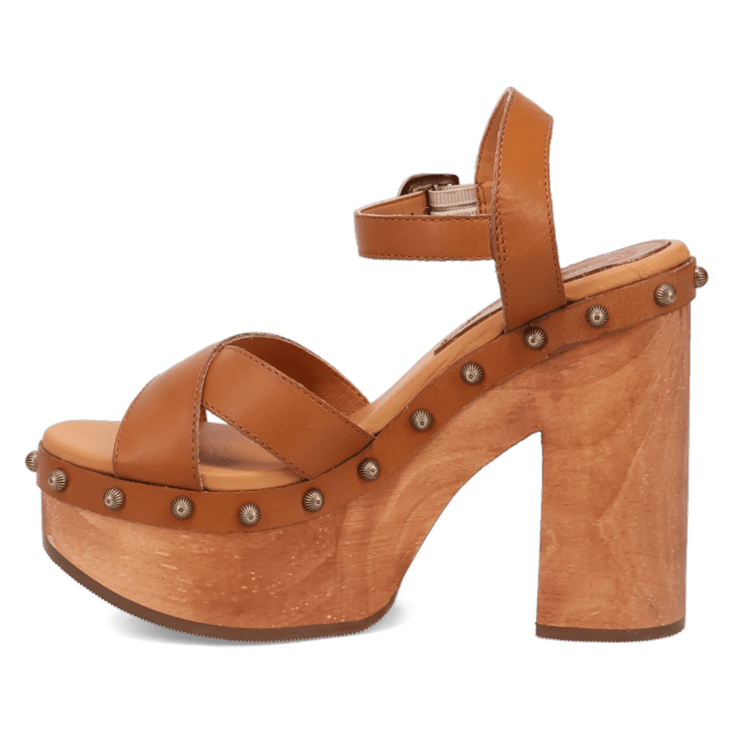 PRODUCT SHOT LOTUS WOODEN SANDAL AT 135 DEGREE OUTSIDE ANGLE