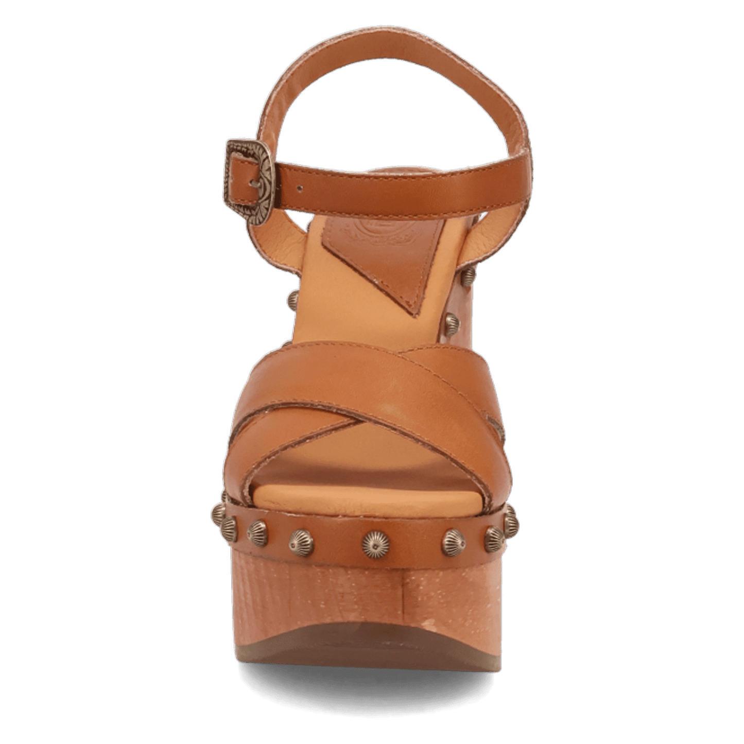 PRODUCT SHOT LOTUS WOODEN SANDAL AT FRONT ANGLE