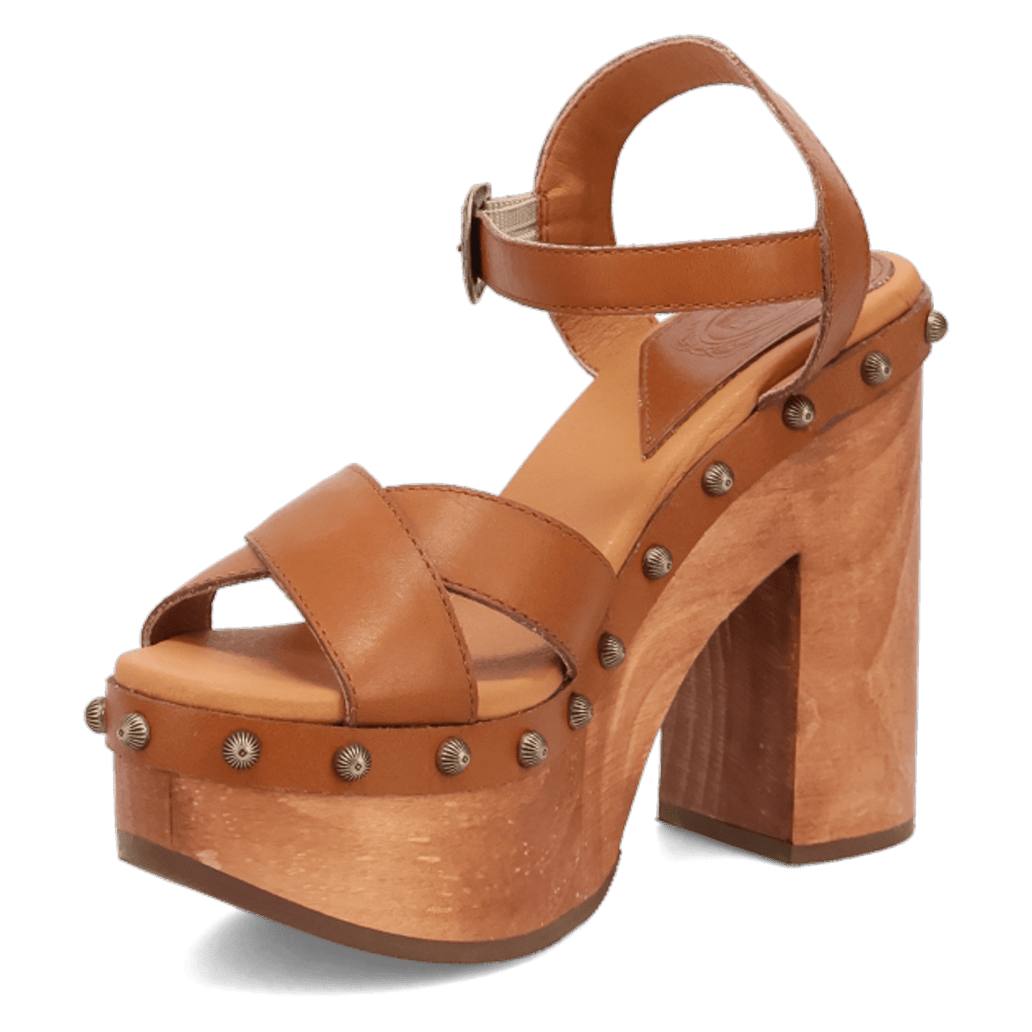 PRODUCT SHOT LOTUS WOODEN SANDAL AT 225 DEGREE ANGLE