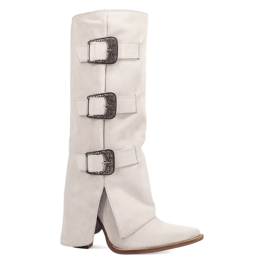 PRODUCT SHOT BUCKLE BUNNY SUEDE LEATHER BOOT AT 90 DEGREE INSIDE ANGLE