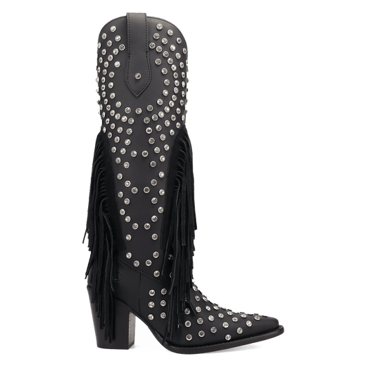 PRODUCT SHOT SHOW PONY LEATHER BOOT AT 90 DEGREE INSIDE ANGLE