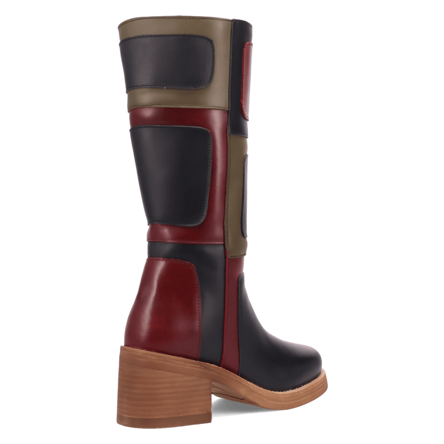 PRODUCT SHOT PATCHES LEATHER BOOT AT 315 DEGREE ANGLE