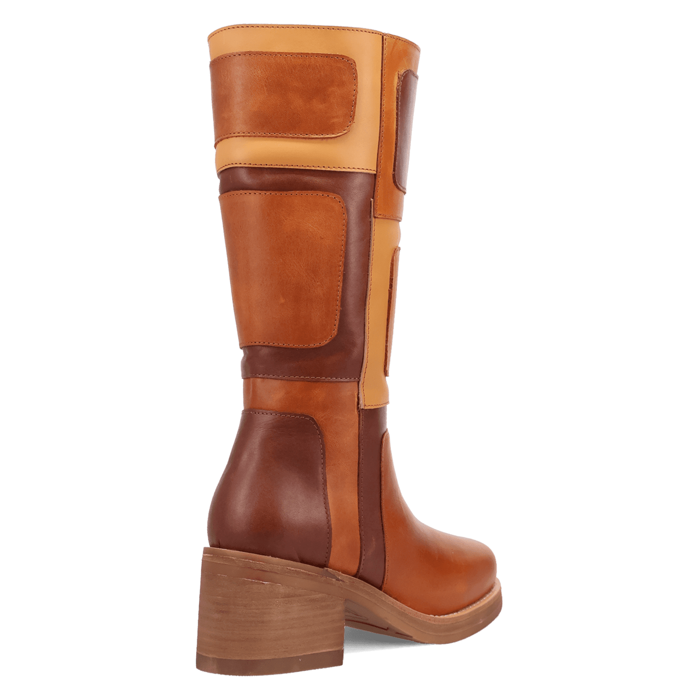PRODUCT SHOT PATCHES LEATHER BOOT AT 315 DEGREE ANGLE