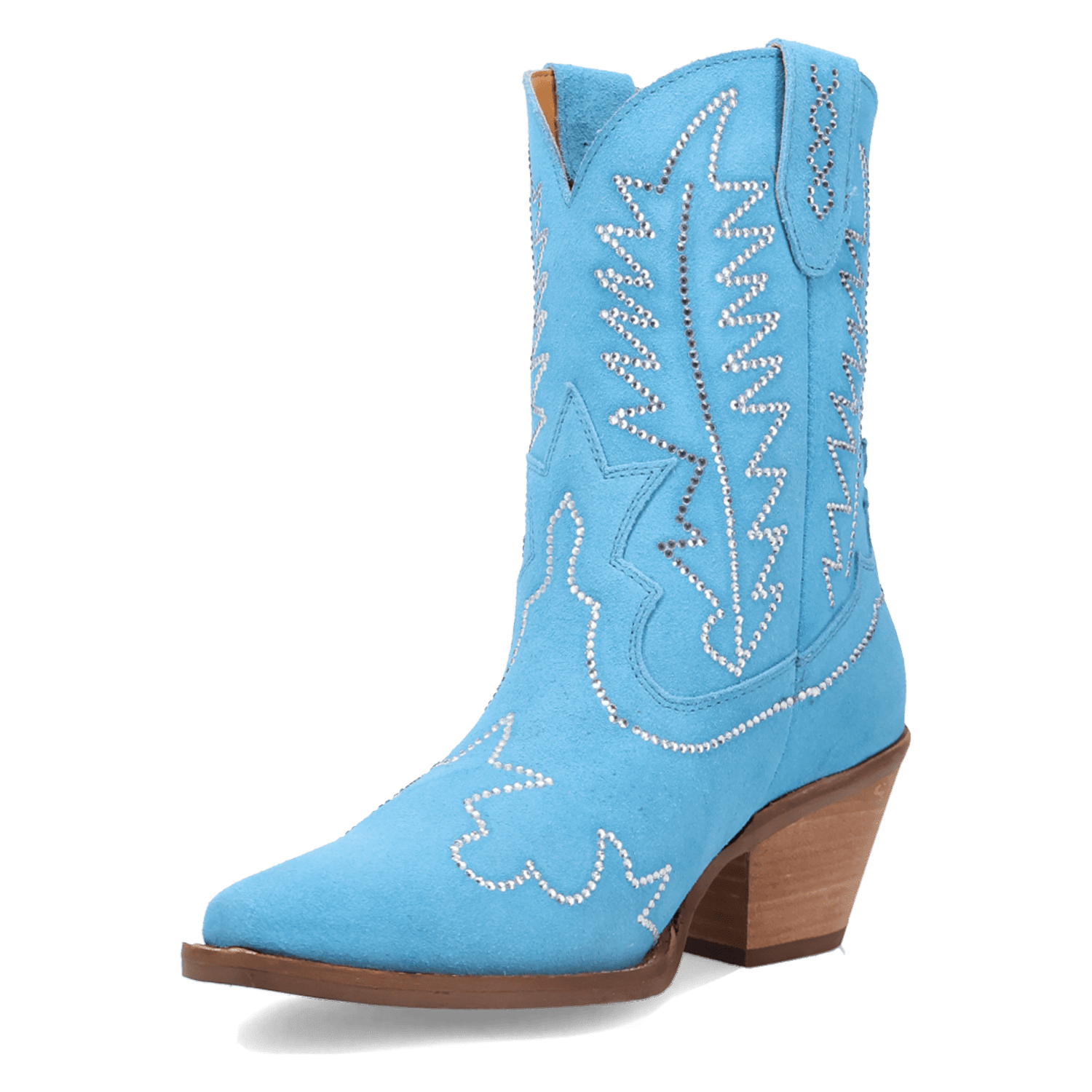 PRODUCT SHOT TINY PONY SUEDE LEATHER BOOTIE AT 225 DEGREE ANGLE