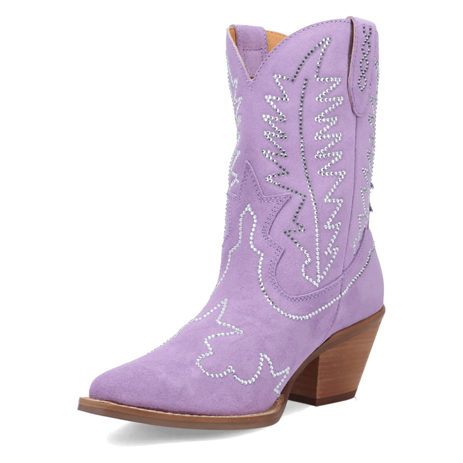 PRODUCT SHOT TINY PONY SUEDE LEATHER BOOTIE AT 225 DEGREE ANGLE