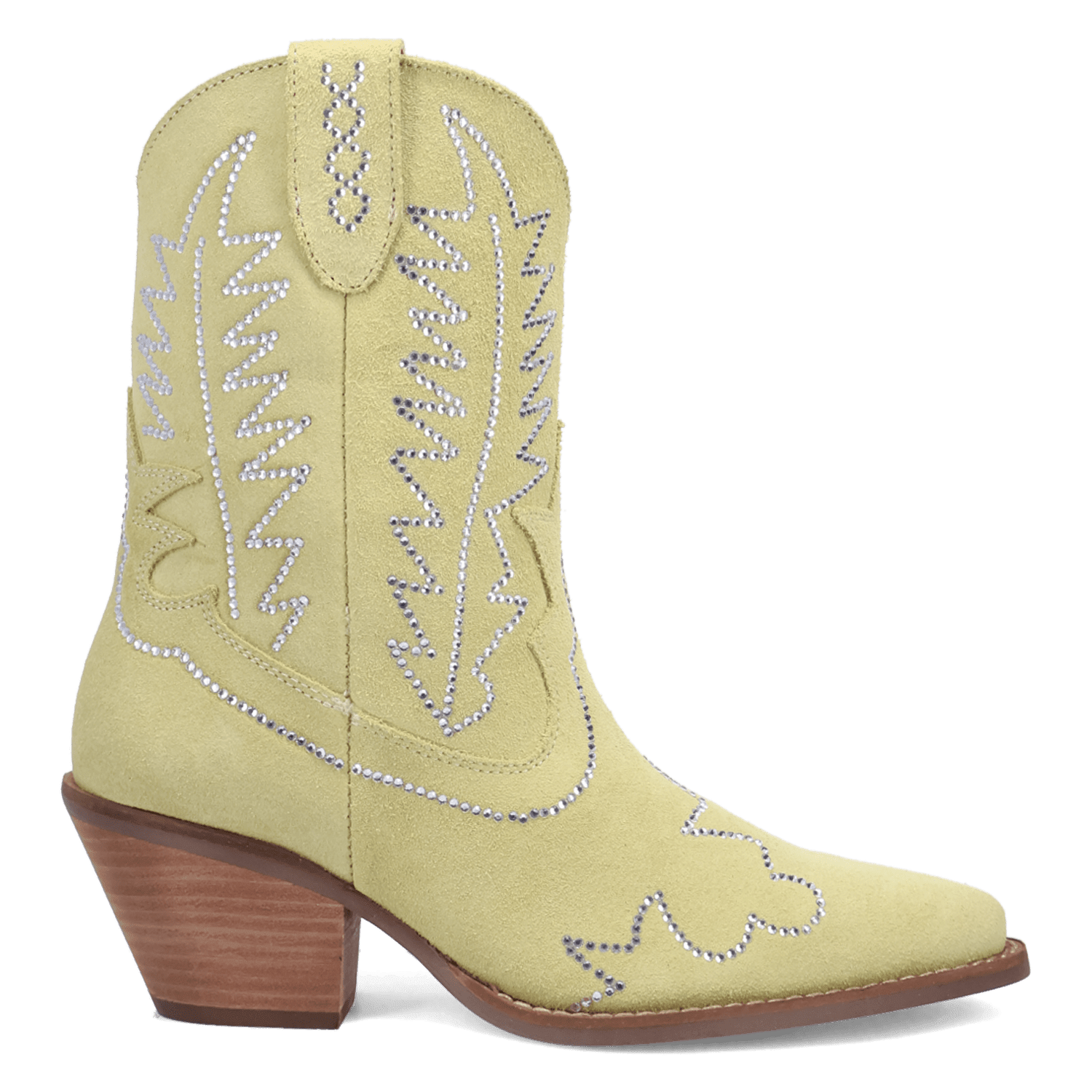 PRODUCT SHOT TINY PONY SUEDE LEATHER BOOTIE AT 90 DEGREE INSIDE ANGLE