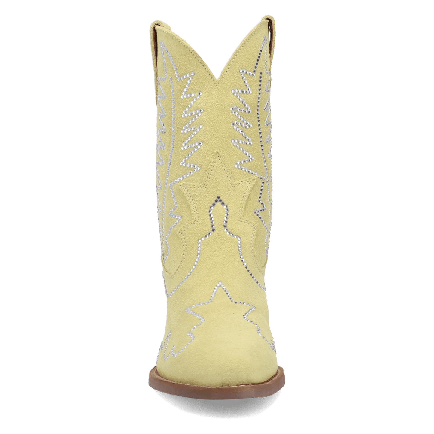 PRODUCT SHOT TINY PONY SUEDE LEATHER BOOTIE AT FRONT ANGLE