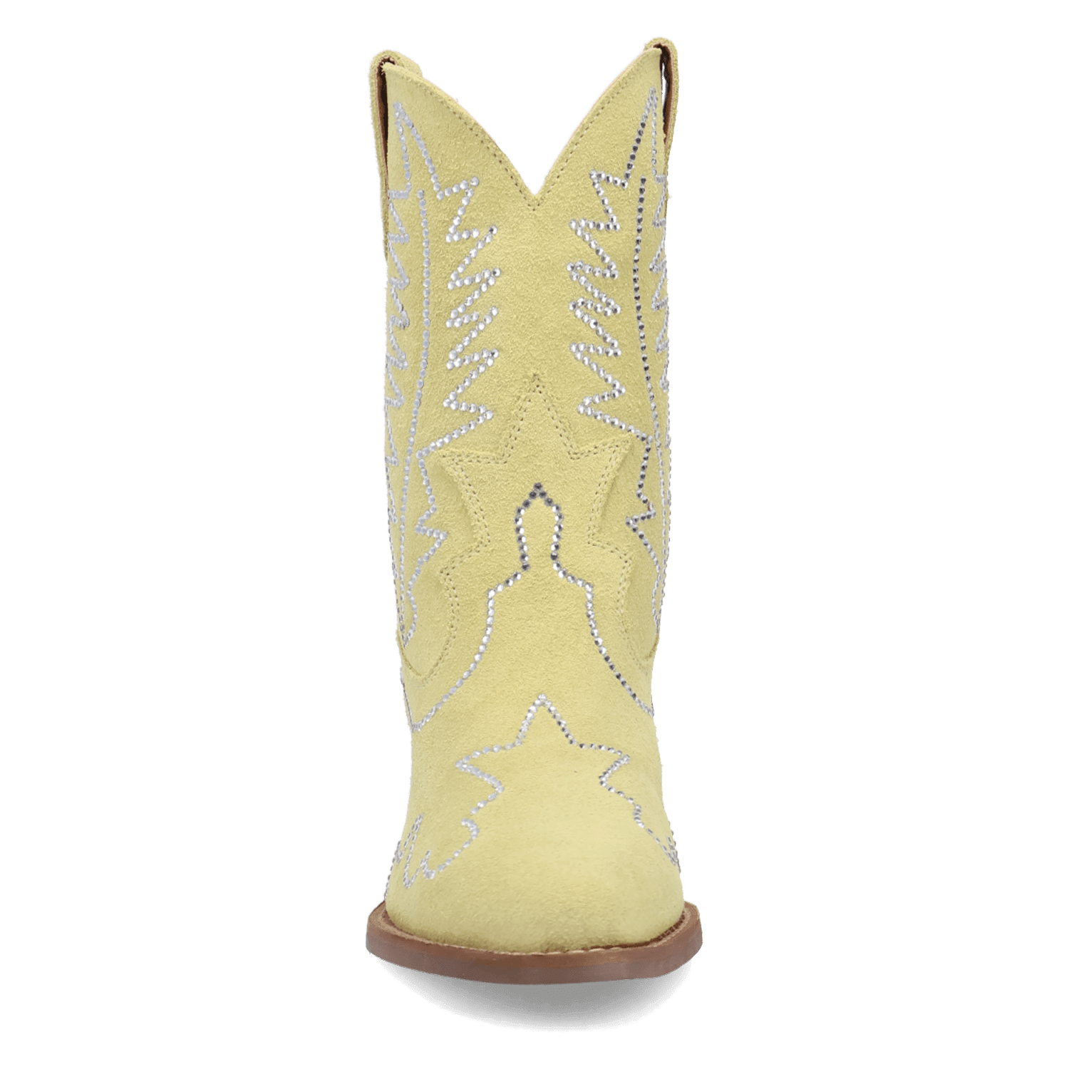 PRODUCT SHOT TINY PONY SUEDE LEATHER BOOTIE AT FRONT ANGLE