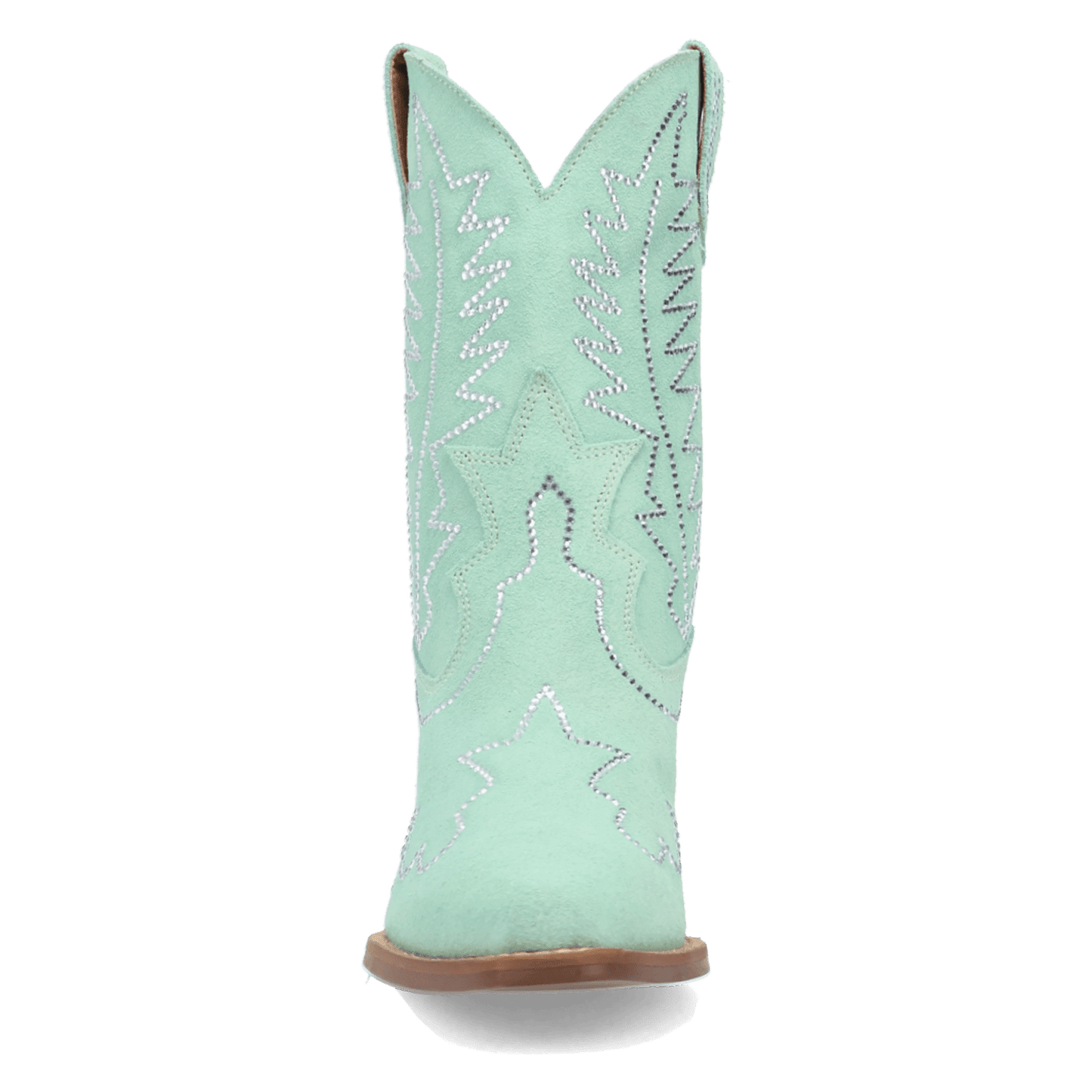 PRODUCT SHOT TINY PONY SUEDE LEATHER BOOTIE AT FRONT ANGLE