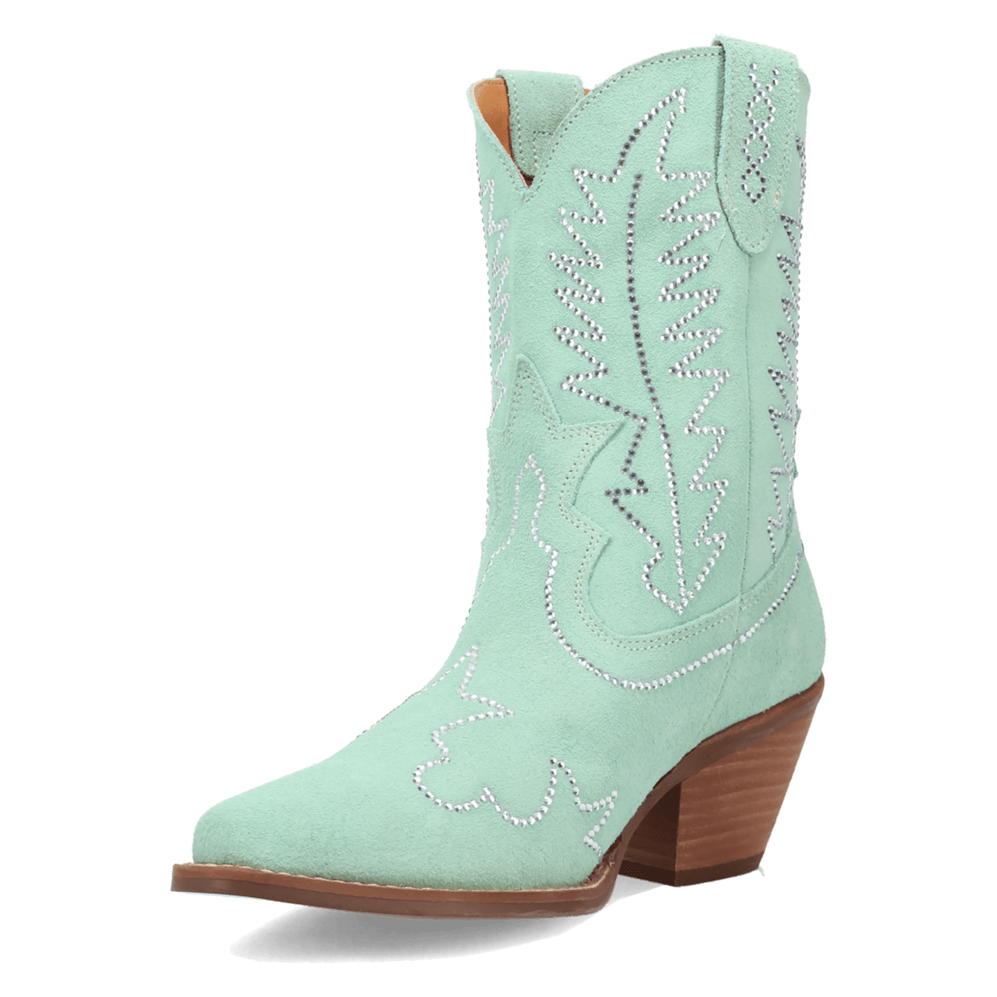 PRODUCT SHOT TINY PONY SUEDE LEATHER BOOTIE AT 225 DEGREE ANGLE