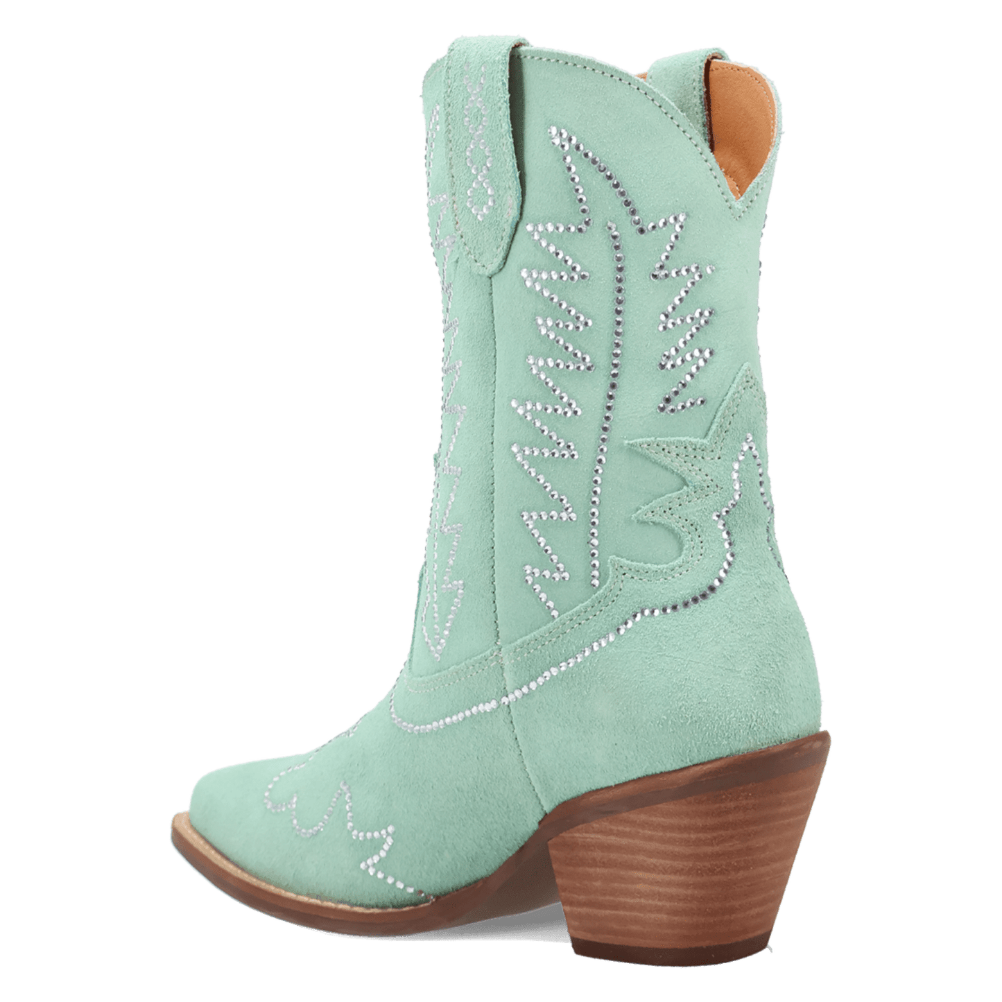 PRODUCT SHOT TINY PONY SUEDE LEATHER BOOTIE AT 270 DEGREE ANGLE