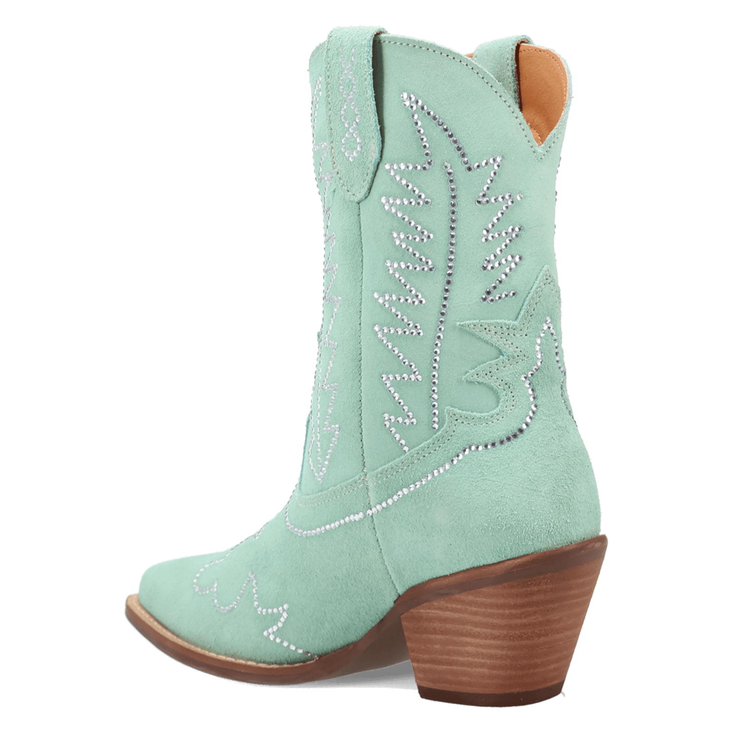 PRODUCT SHOT TINY PONY SUEDE LEATHER BOOTIE AT 270 DEGREE ANGLE