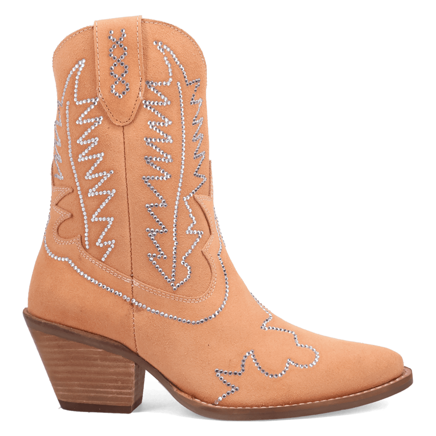 PRODUCT SHOT TINY PONY SUEDE LEATHER BOOTIE AT 90 DEGREE INSIDE ANGLE