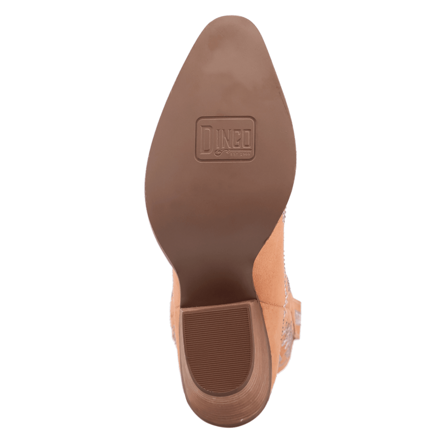 PRODUCT SHOT TINY PONY SUEDE LEATHER BOOTIE AT OUTSOLE ANGLE