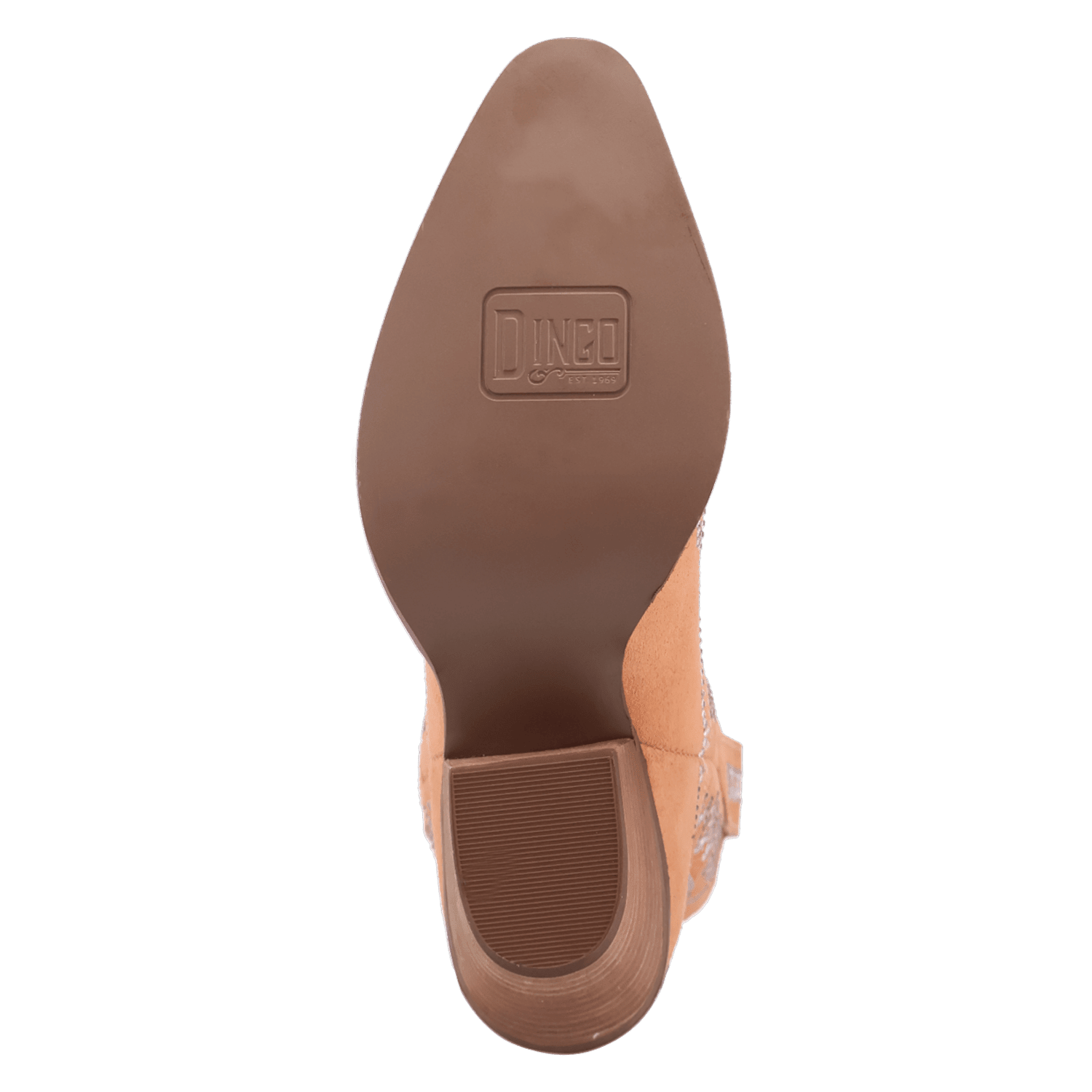 PRODUCT SHOT TINY PONY SUEDE LEATHER BOOTIE AT OUTSOLE ANGLE