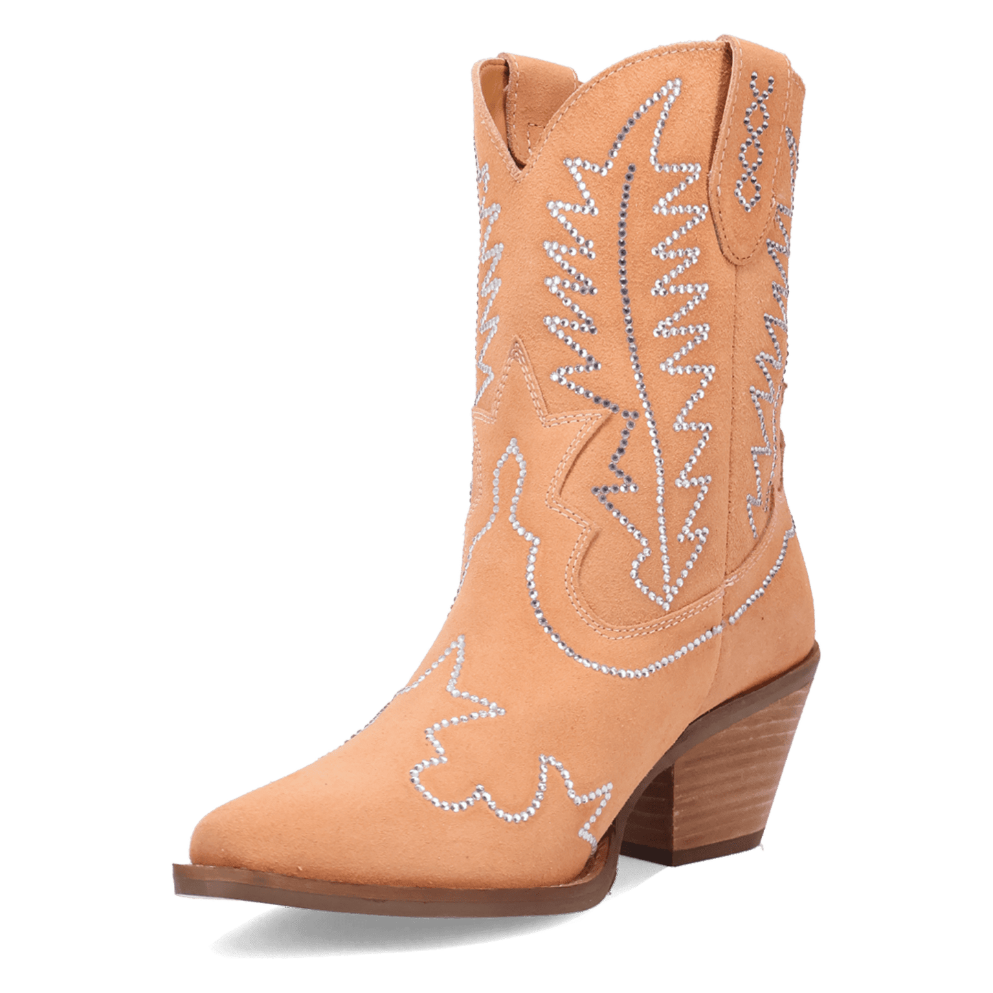 PRODUCT SHOT TINY PONY SUEDE LEATHER BOOTIE AT 225 DEGREE ANGLE