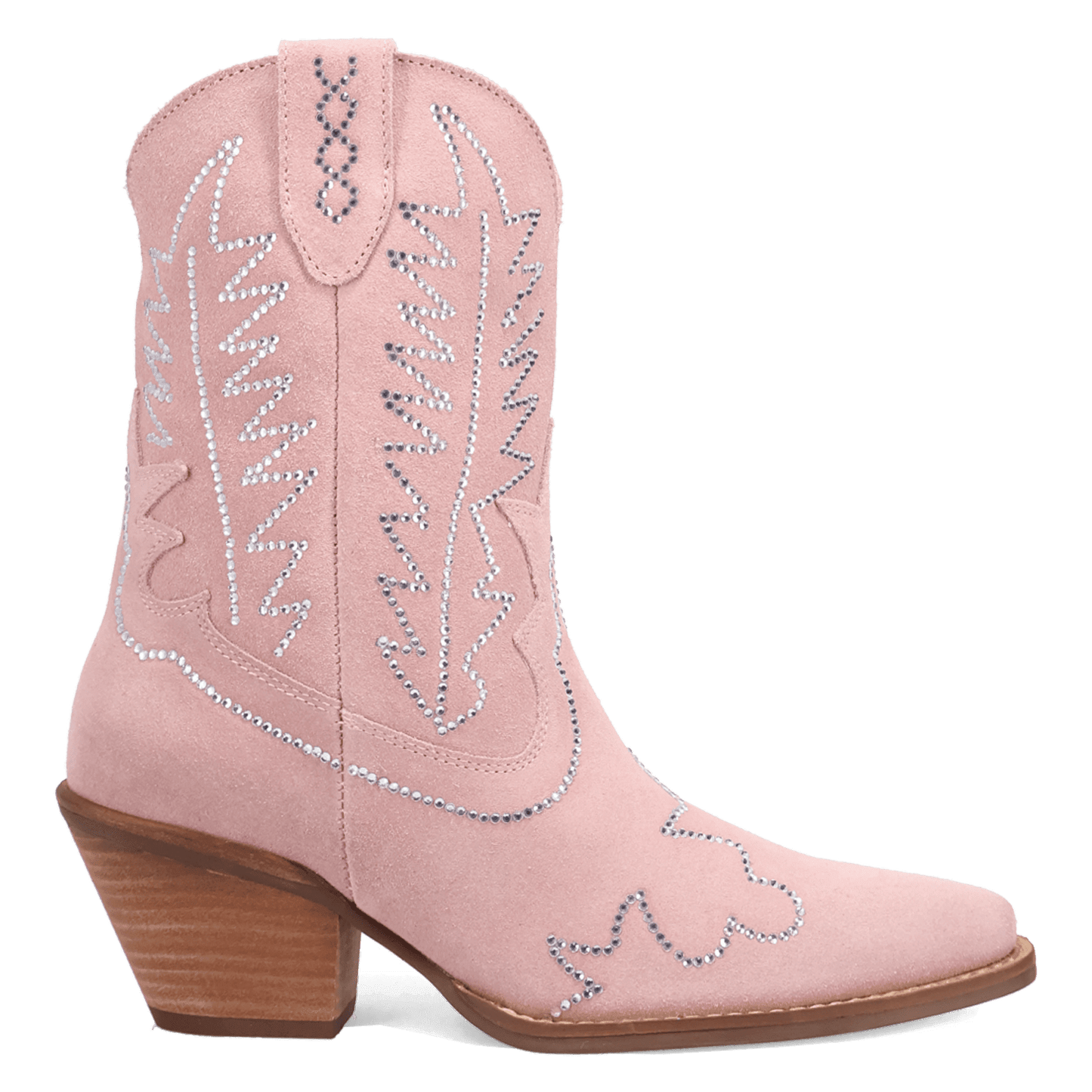 PRODUCT SHOT TINY PONY SUEDE LEATHER BOOTIE AT 90 DEGREE INSIDE ANGLE