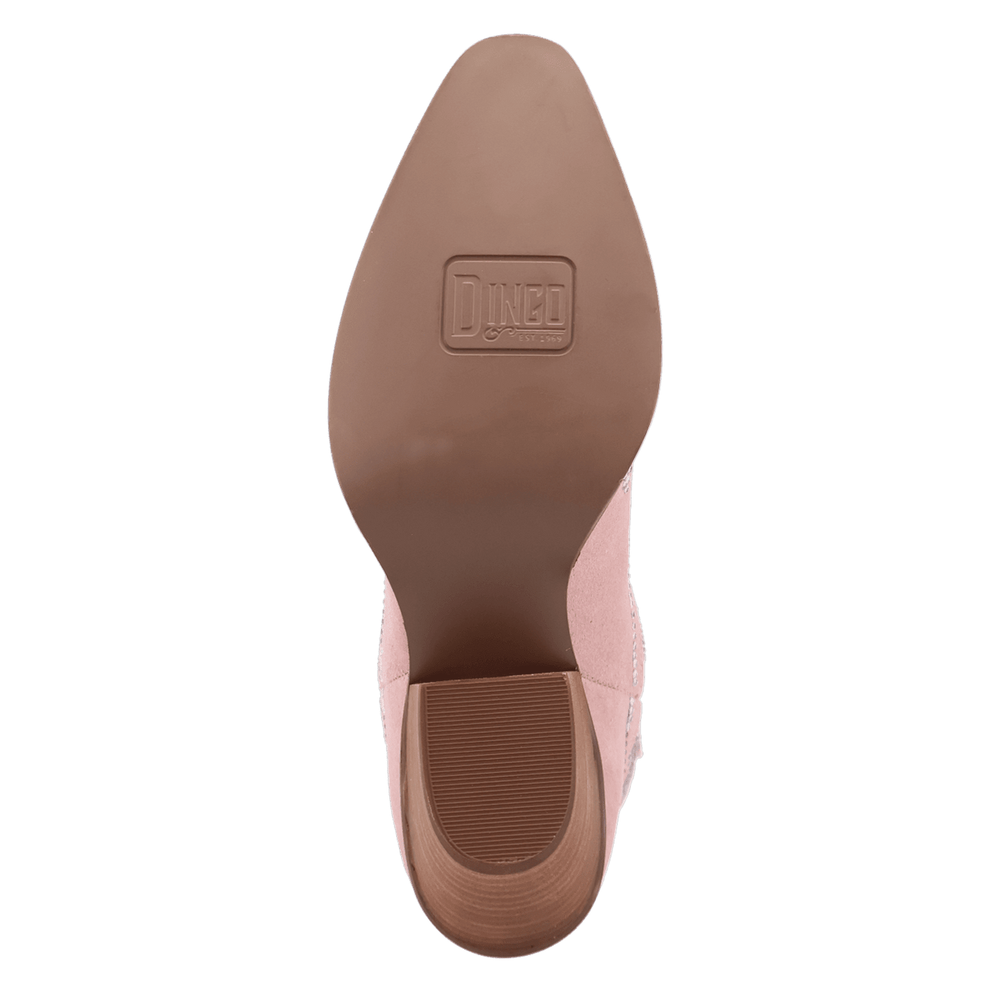 PRODUCT SHOT TINY PONY SUEDE LEATHER BOOTIE AT OUTSOLE ANGLE