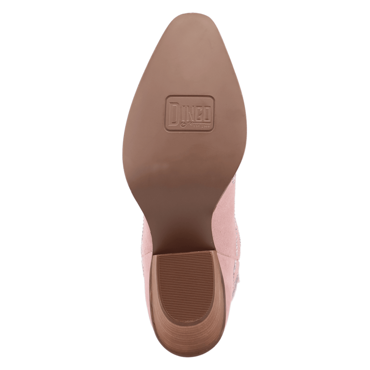 PRODUCT SHOT TINY PONY SUEDE LEATHER BOOTIE AT OUTSOLE ANGLE