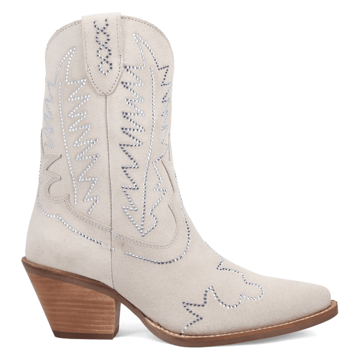 PRODUCT SHOT TINY PONY SUEDE LEATHER BOOTIE AT 90 DEGREE INSIDE ANGLE