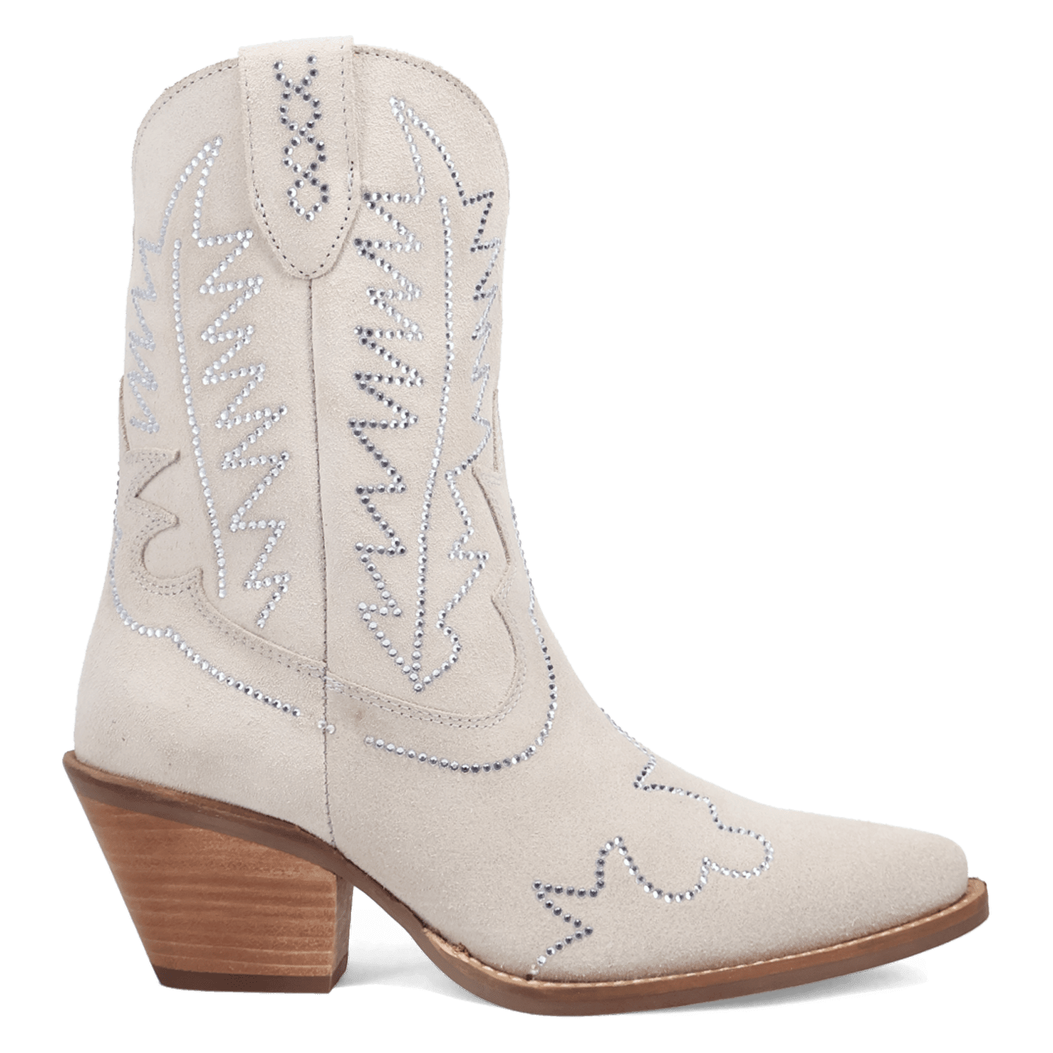 PRODUCT SHOT TINY PONY SUEDE LEATHER BOOTIE AT 90 DEGREE INSIDE ANGLE