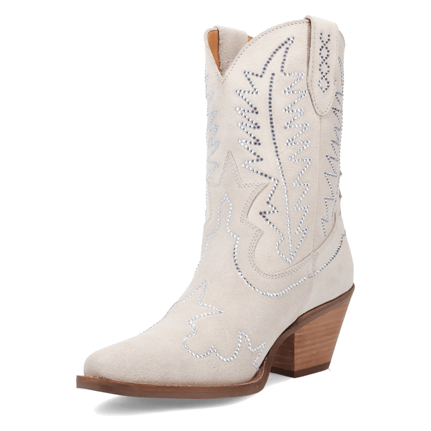 PRODUCT SHOT TINY PONY SUEDE LEATHER BOOTIE AT 225 DEGREE ANGLE