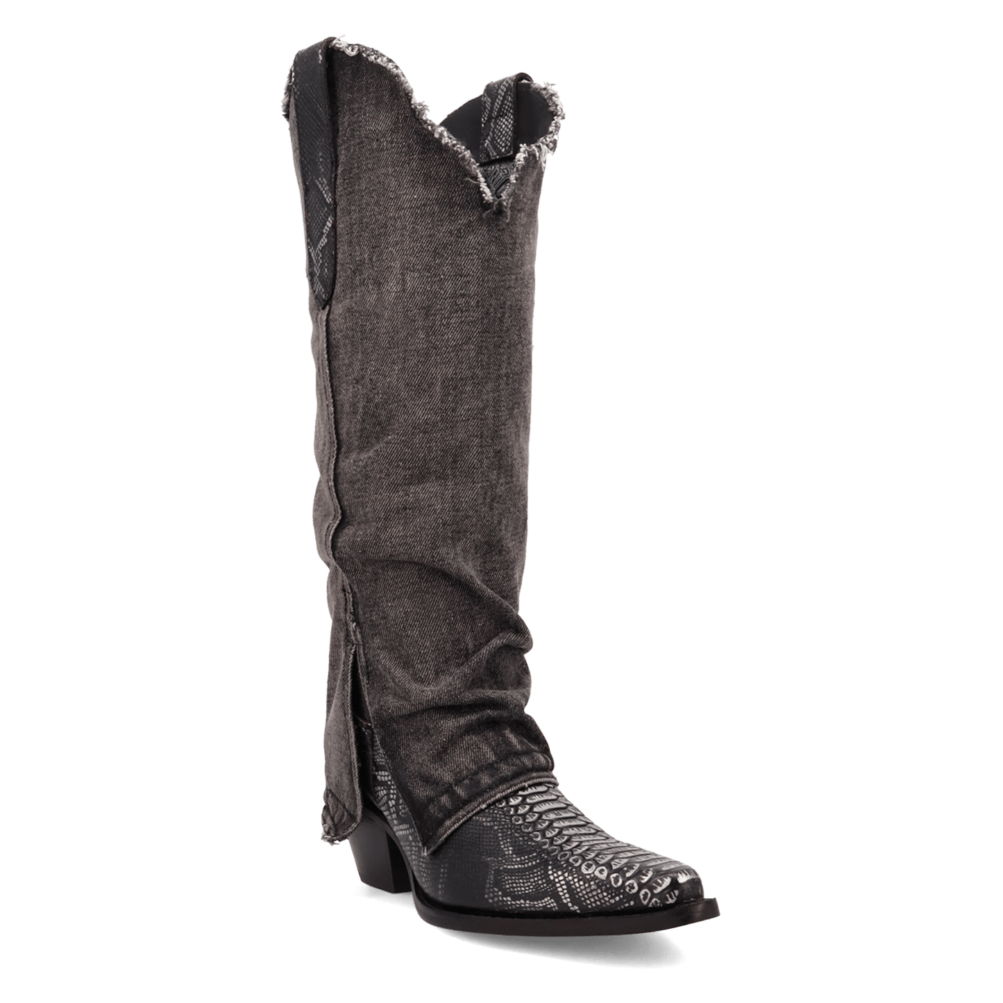 PRODUCT SHOT SHABBY LEATHER BOOT AT 45 DEGREE ANGLE