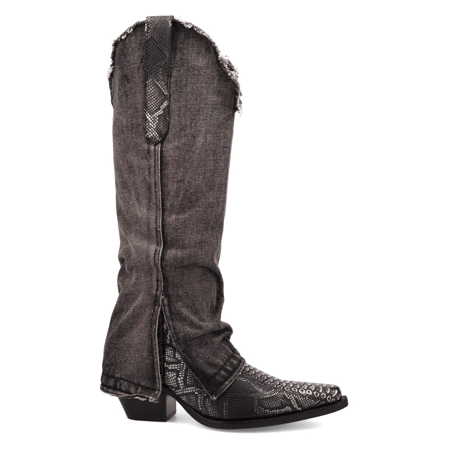 PRODUCT SHOT SHABBY LEATHER BOOT AT 90 DEGREE INSIDE ANGLE