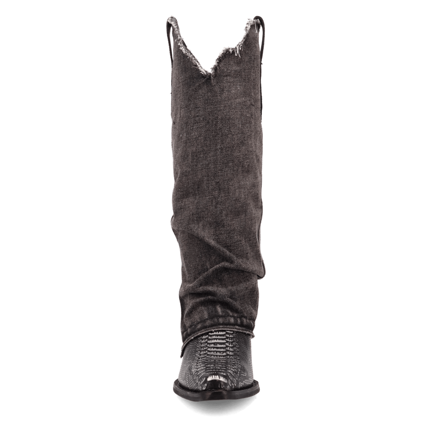 PRODUCT SHOT SHABBY LEATHER BOOT AT FRONT ANGLE
