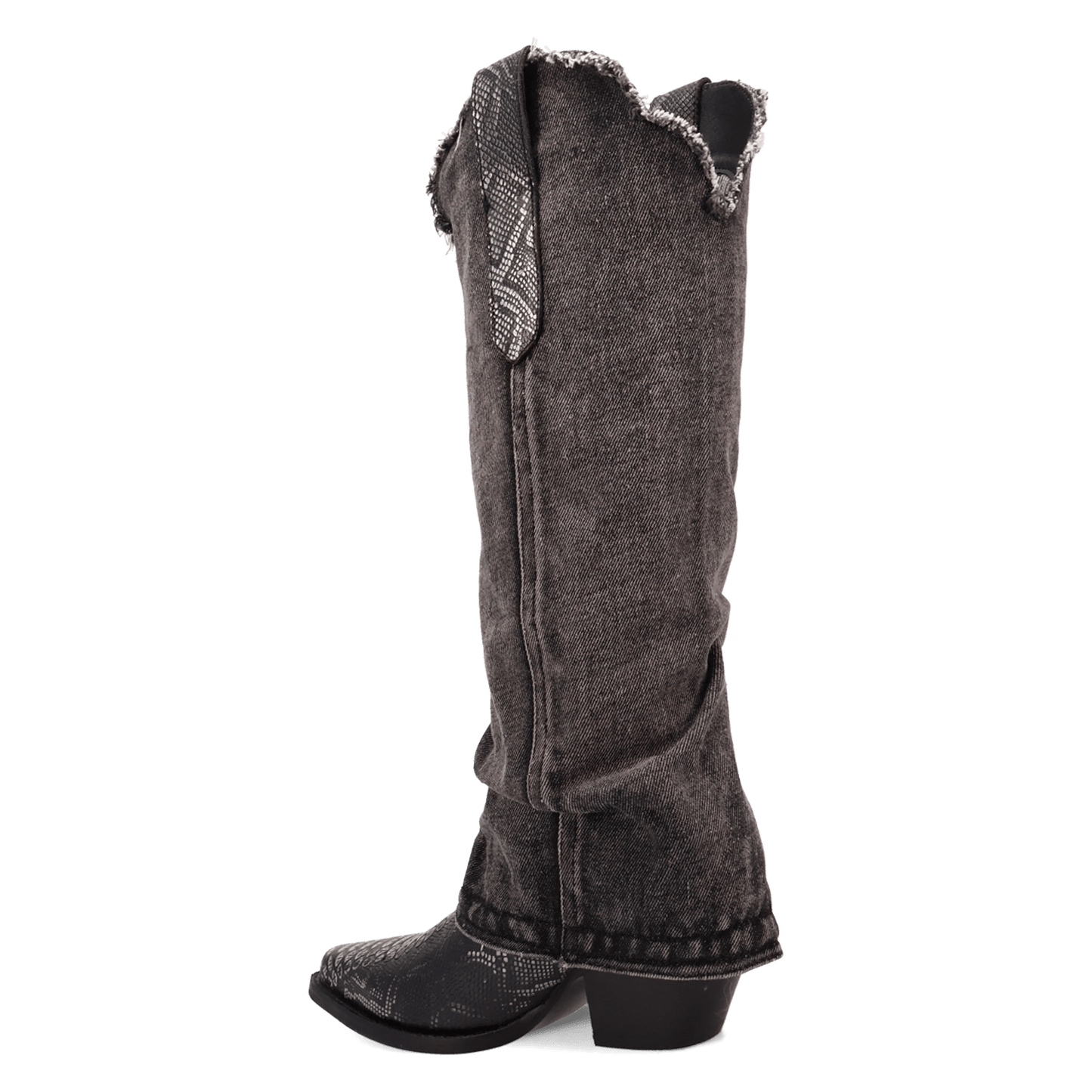 PRODUCT SHOT SHABBY LEATHER BOOT AT 270 DEGREE ANGLE