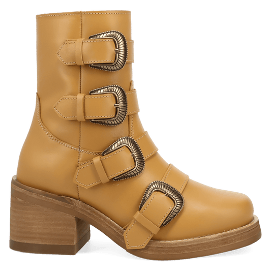 PRODUCT SHOT TOPANGA LEATHER BOOTIE AT 90 DEGREE INSIDE ANGLE