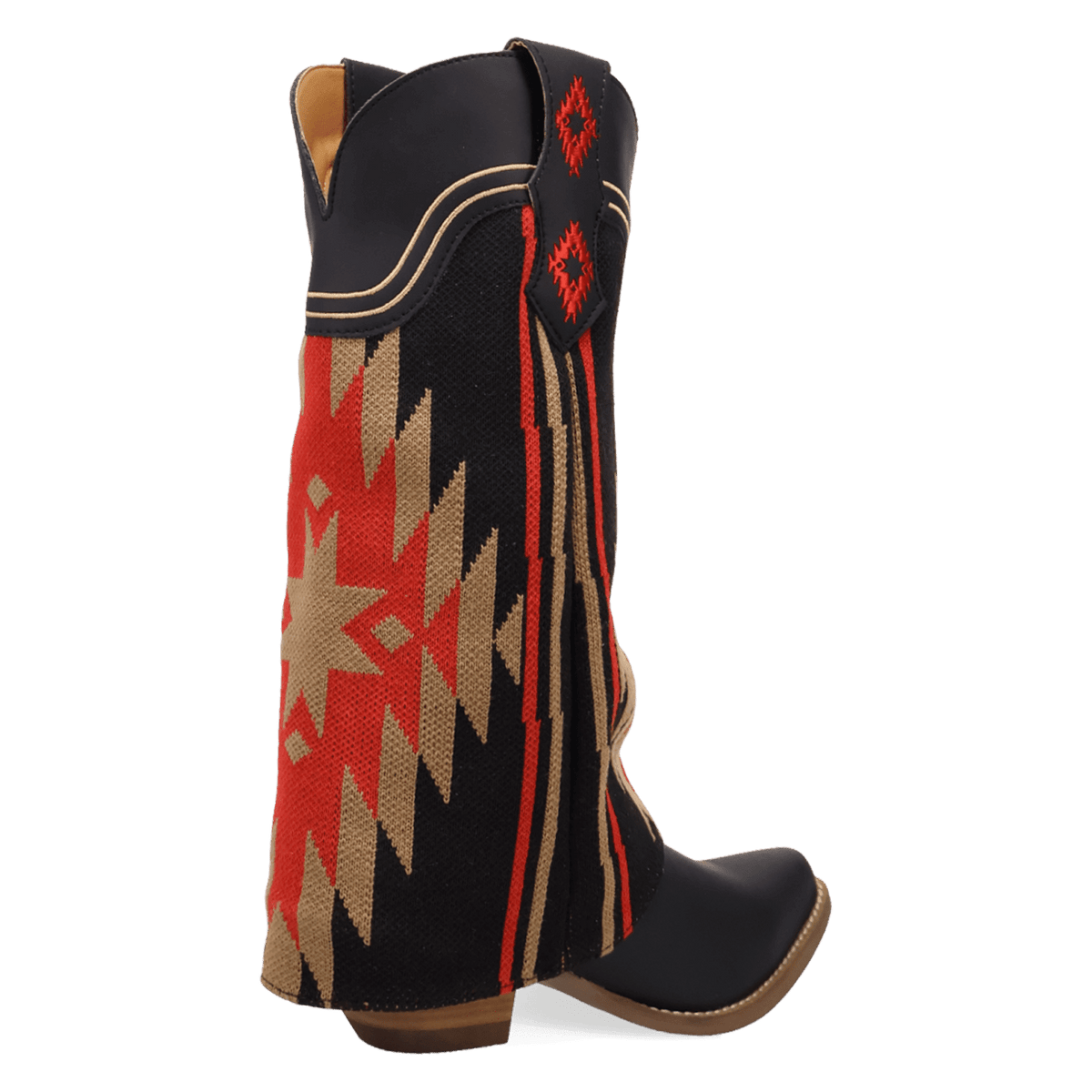 PRODUCT SHOT MYSTIC MESA FABRIC WRAPPED BOOT AT 315 DEGREE ANGLE