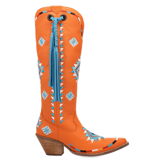 PRODUCT SHOT TERRACOTTA LEATHER BOOT AT 90 DEGREE INSIDE ANGLE