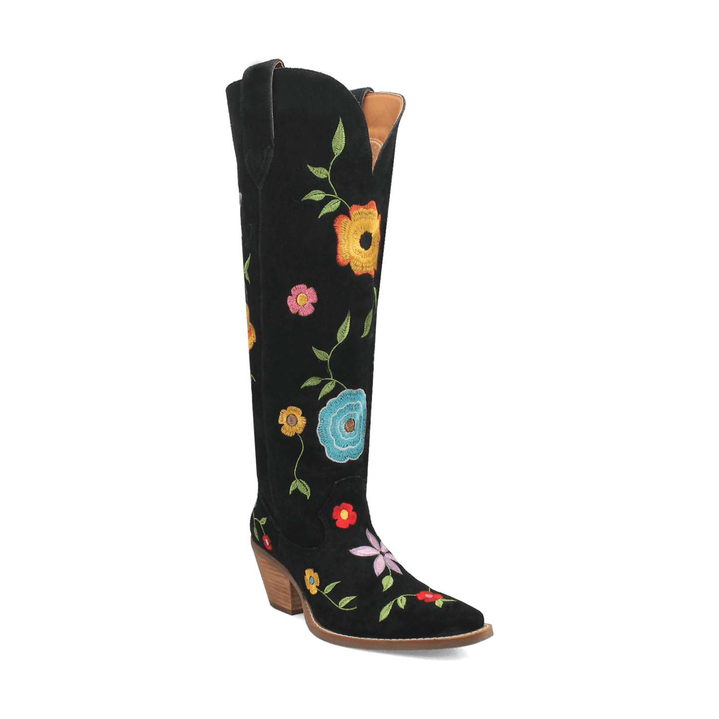 PRODUCT SHOT FLOWER POWER SUEDE BOOT AT 45 DEGREE ANGLE