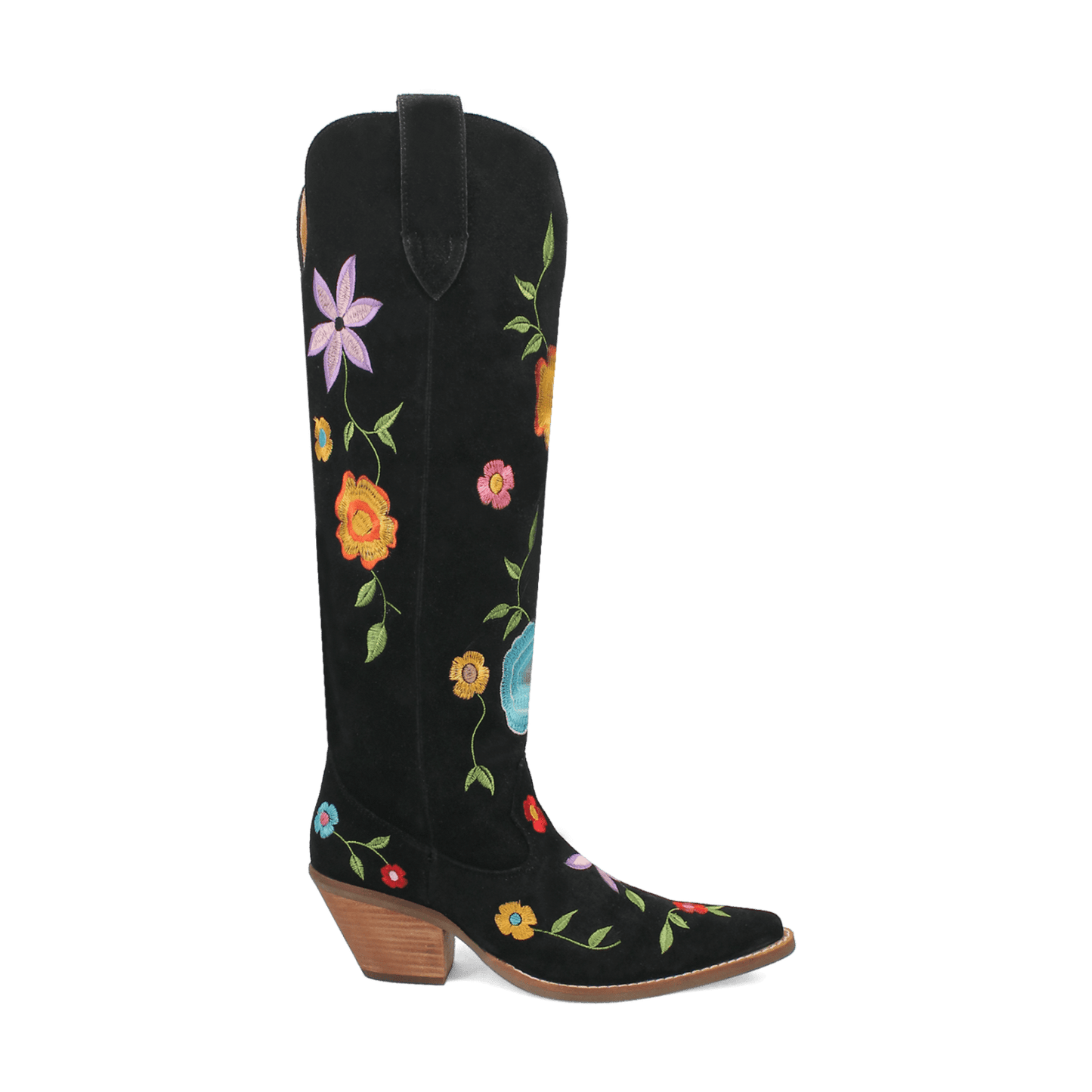 PRODUCT SHOT FLOWER POWER SUEDE BOOT AT 90 DEGREE INSIDE ANGLE