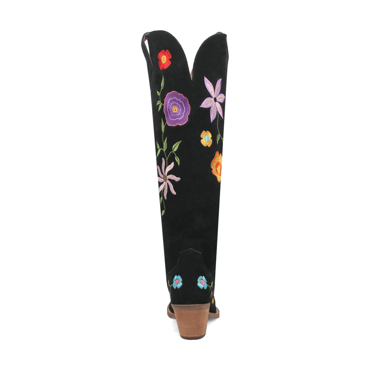 PRODUCT SHOT FLOWER POWER SUEDE BOOT AT 180 DEGREE BACK ANGLE