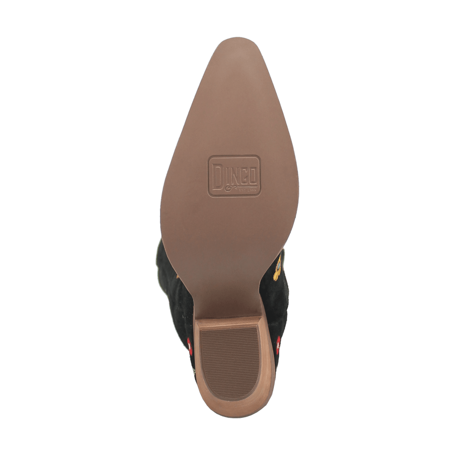 PRODUCT SHOT FLOWER POWER SUEDE BOOT AT OUTSOLE ANGLE